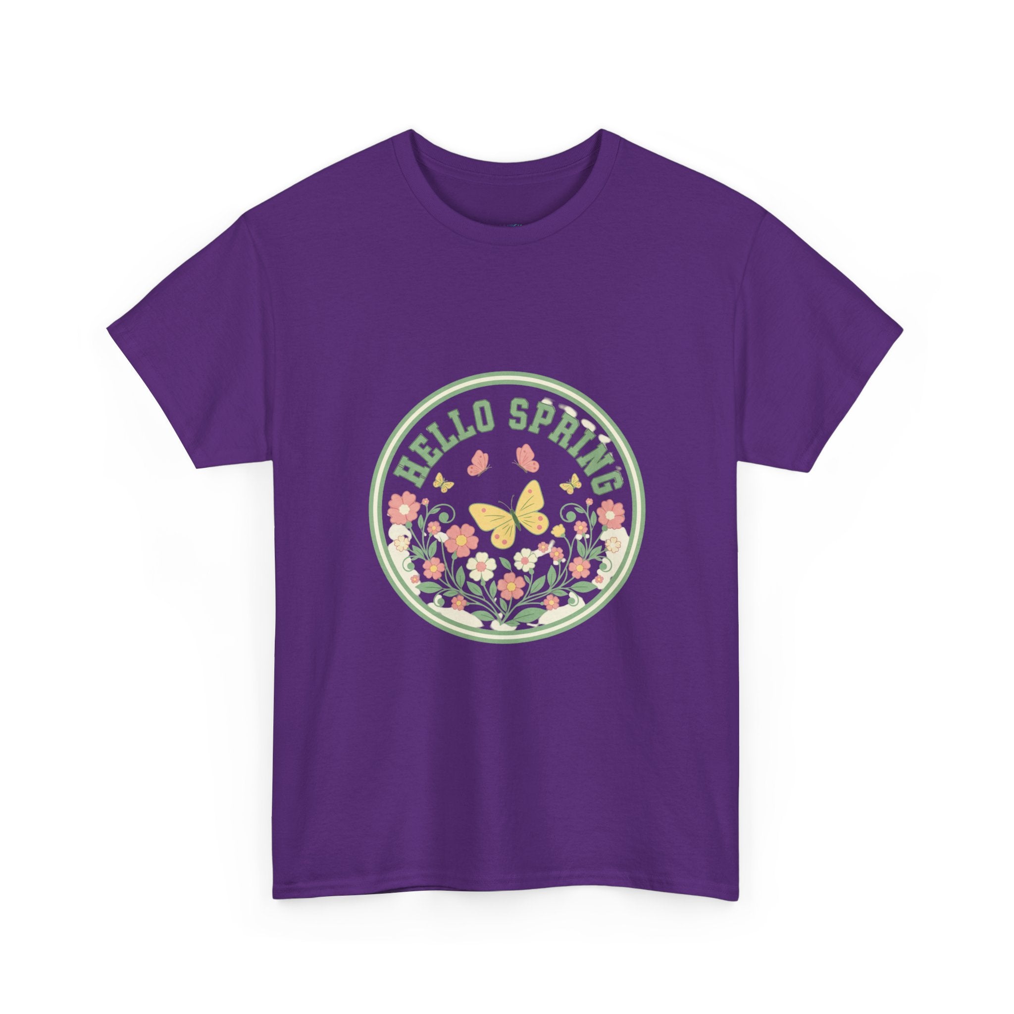 Hello Spring Unisex Heavy Cotton Tee - Floral Design for Spring Celebrations