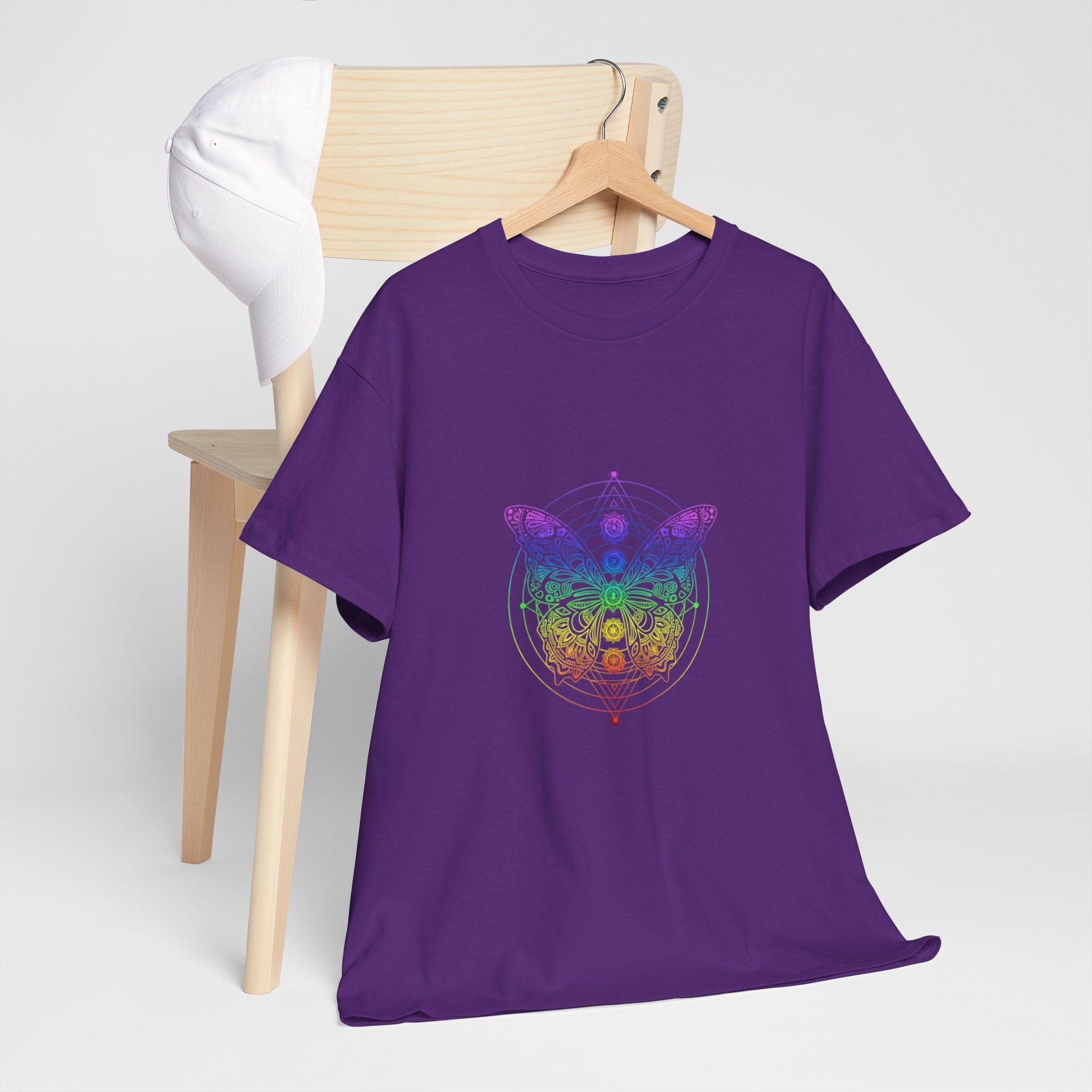 Chakra Butterfly T-Shirt — Women's Rainbow Spiritual Graphic Tee