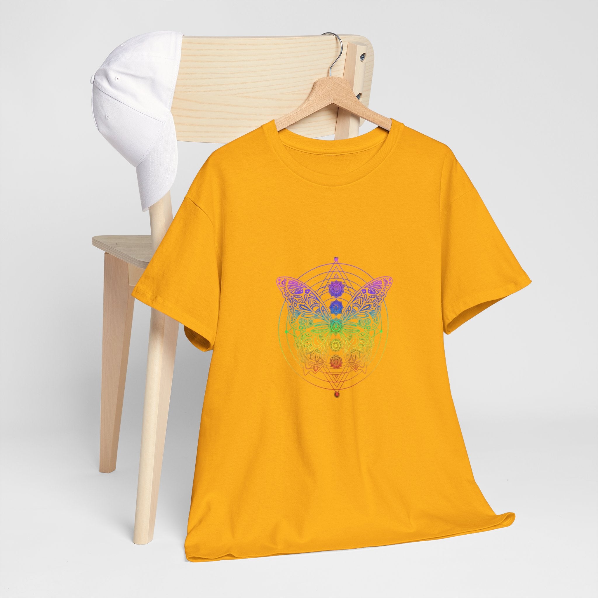 Chakra Butterfly T-Shirt — Women's Rainbow Spiritual Graphic Tee