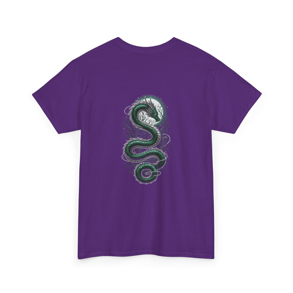 Green Serpent Graphic Men's T-Shirt — DTG Printed Back Art Cotton Tee