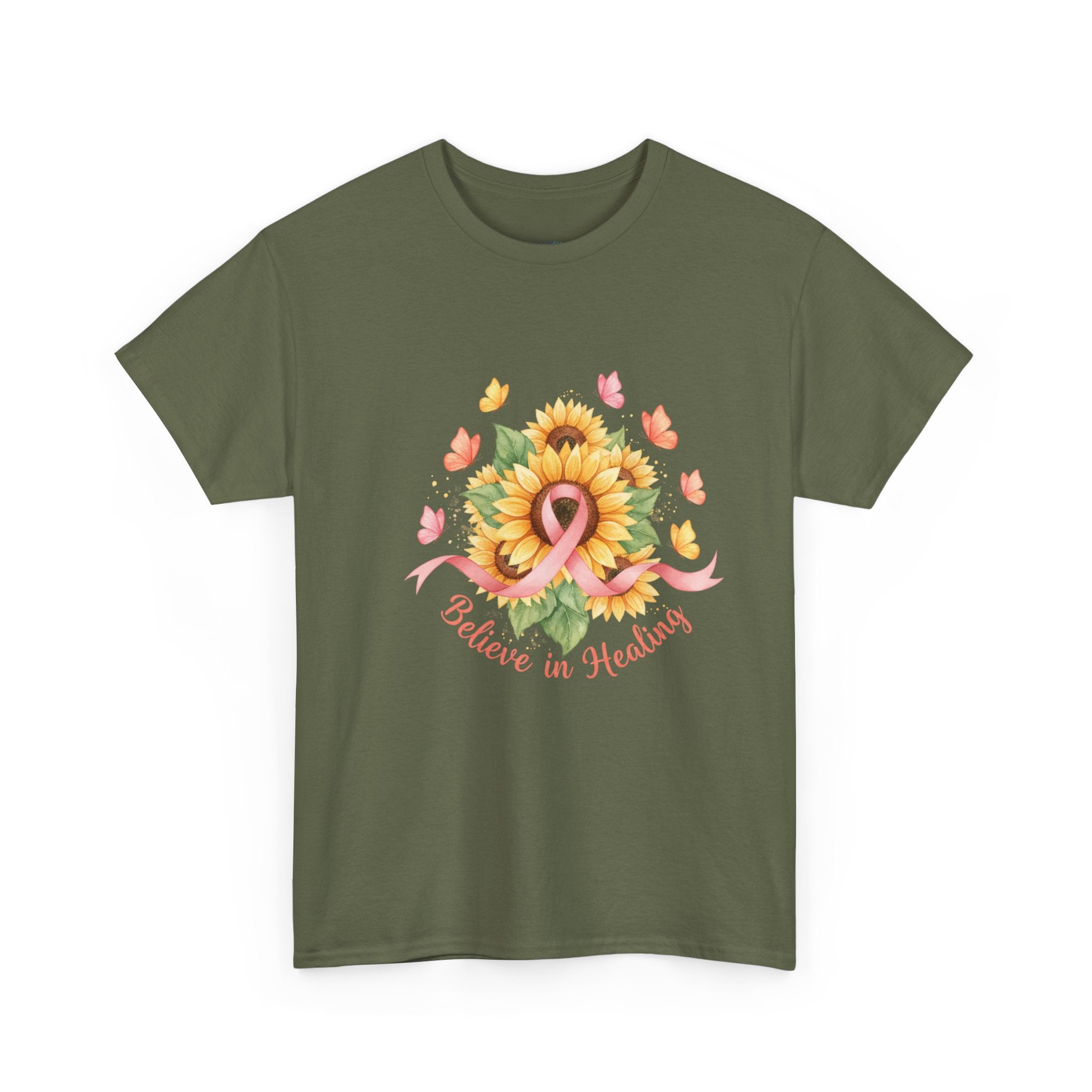 "Believe in Healing" Sunflower Graphic Tee — Women's T-Shirt