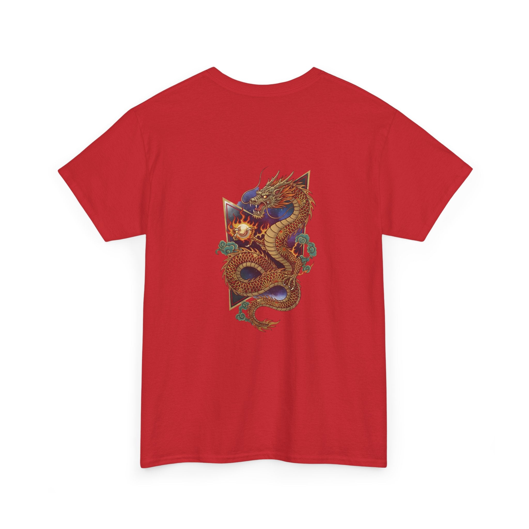 Golden Dragon Back Print Men's T-Shirt — DTG Printed Vintage Oriental Cotton Tee