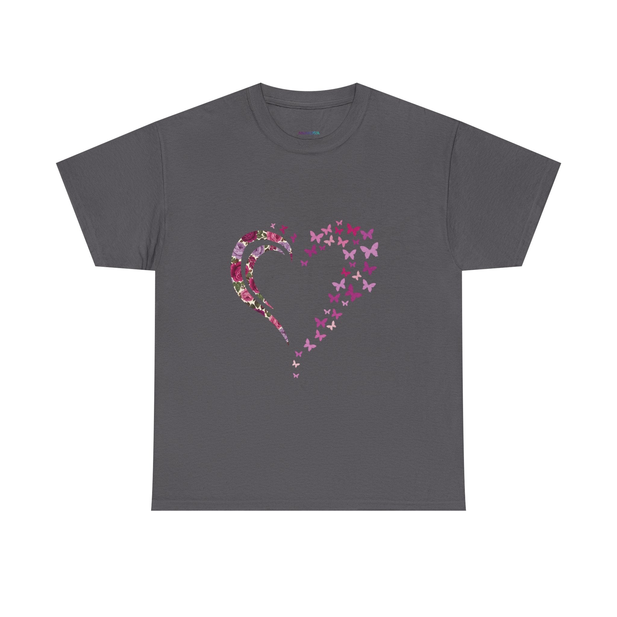 Butterfly Heart Tee — Women's Floral Heart Graphic T-Shirt