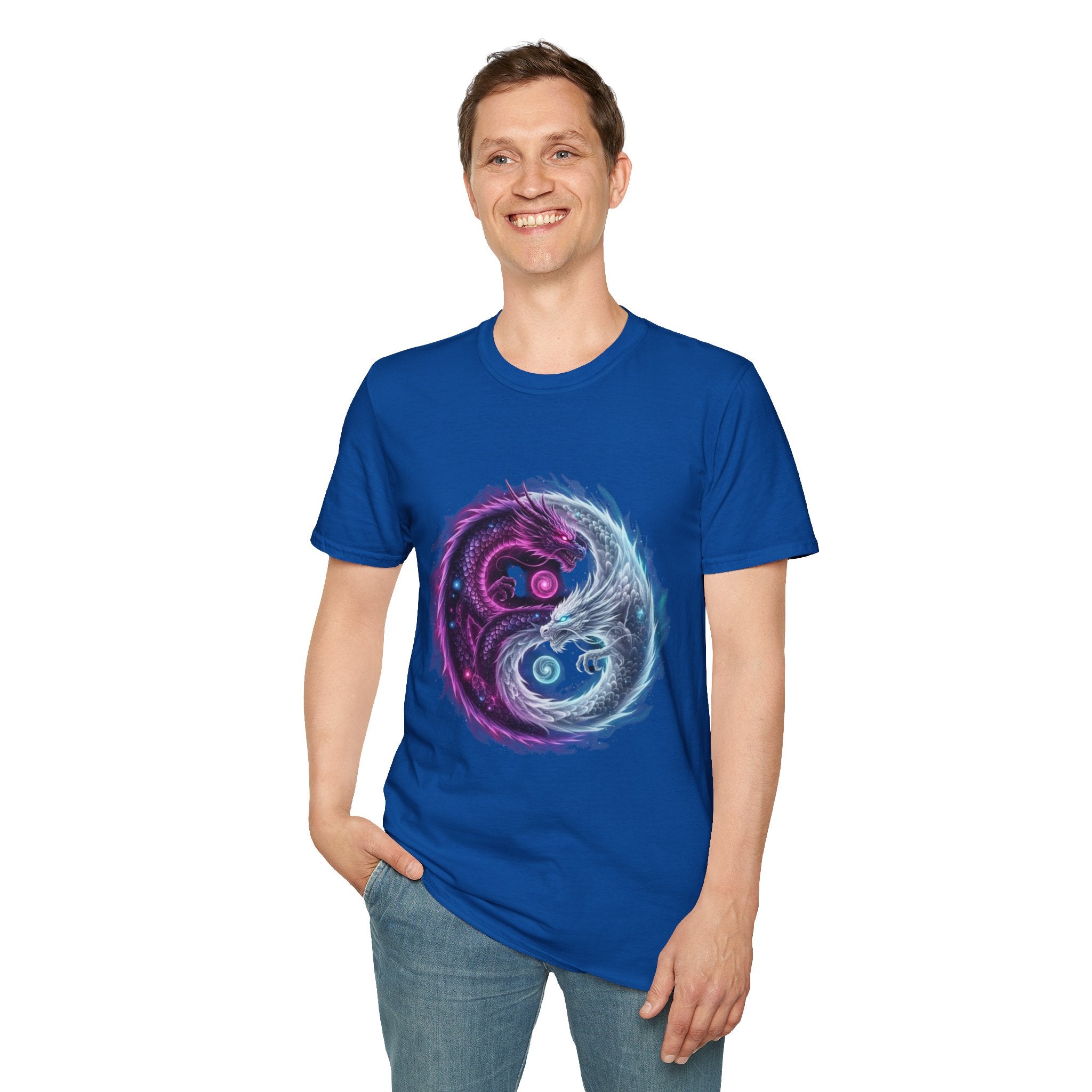 Yin Yang Dragon T-Shirt — Cosmic Fantasy Graphic Tee for Men
