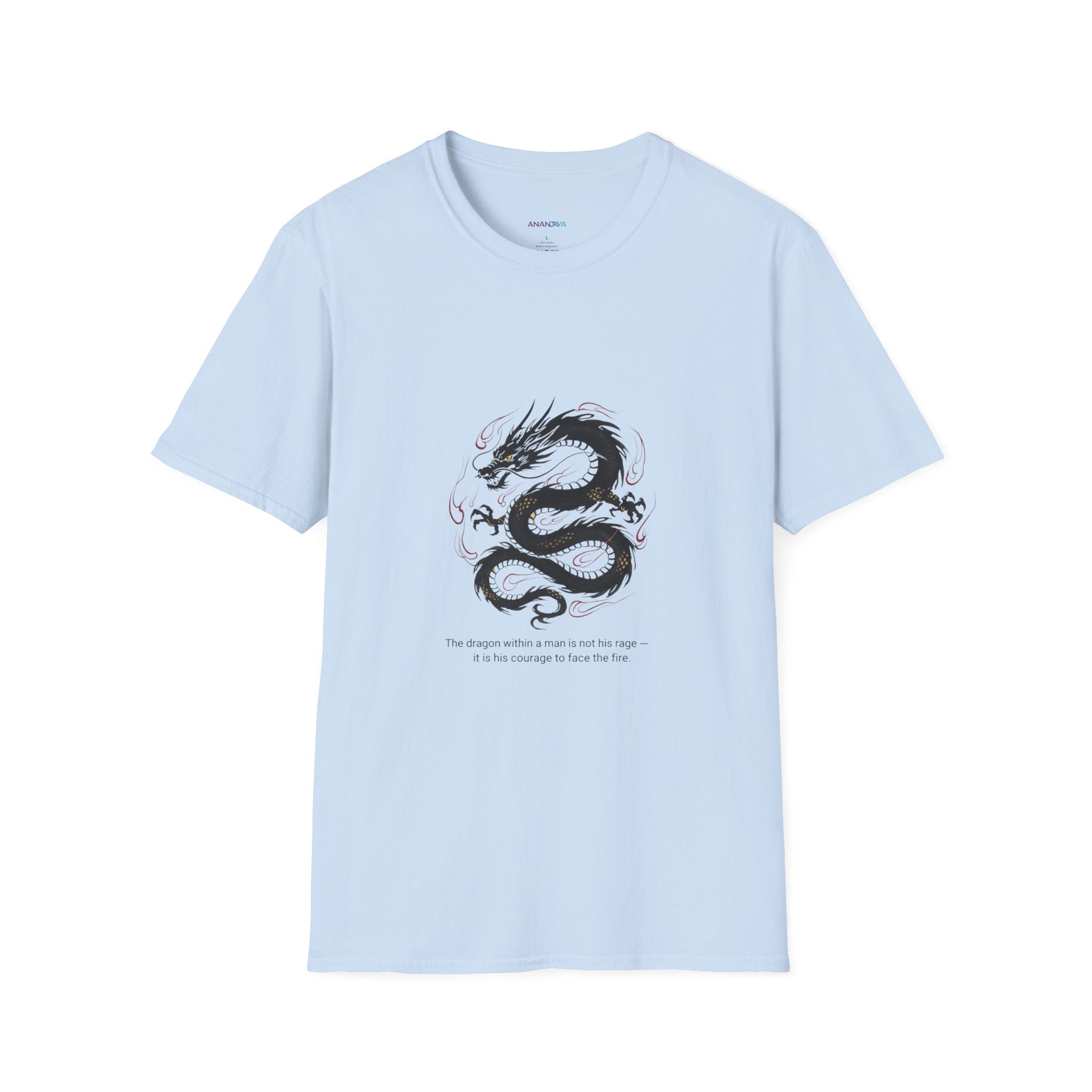Men's Graphic Tee — Black Eastern Dragon Illustration with Inspirational Quote