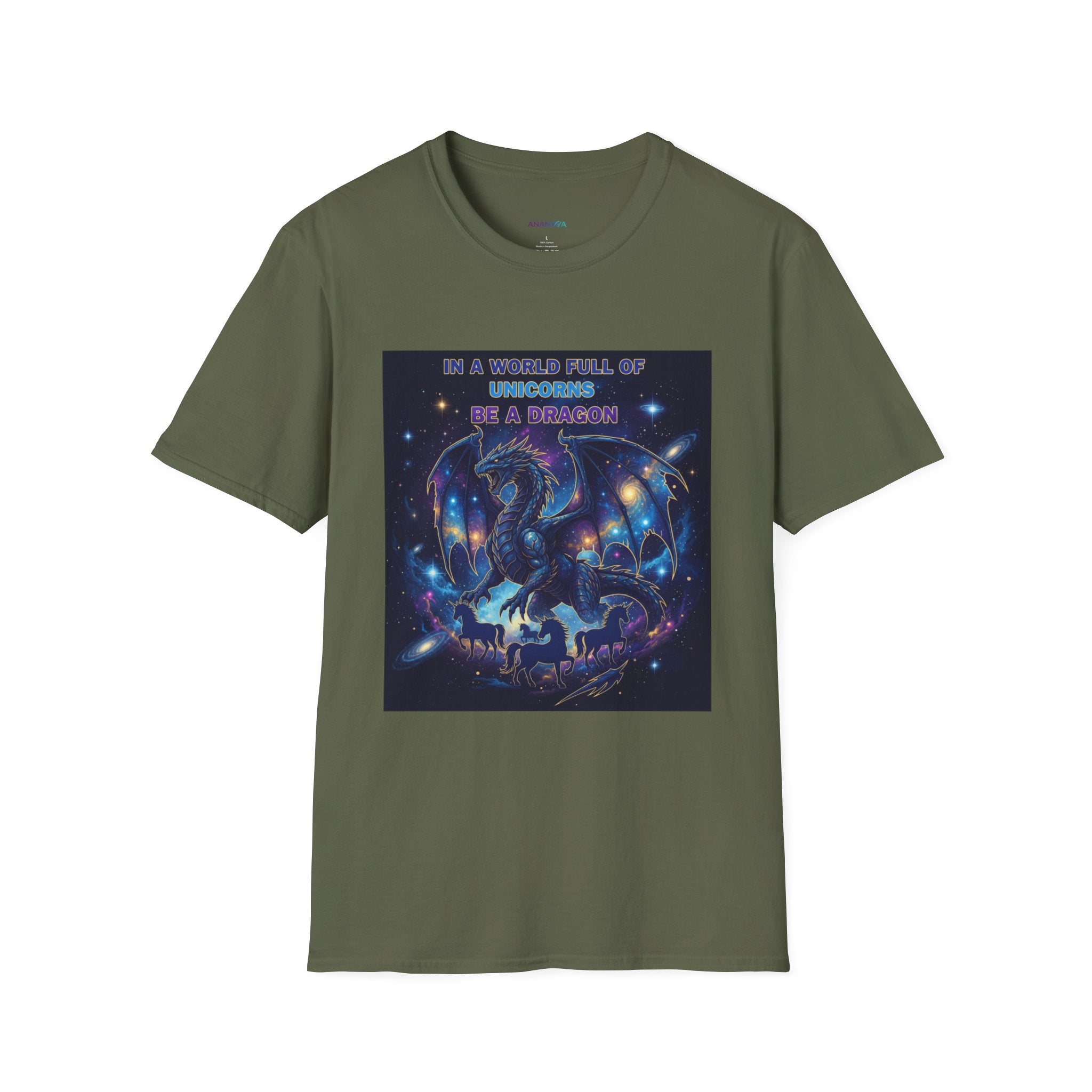 Galaxy Dragon Men's T-Shirt | "In a World Full of Unicorns, Be a Dragon" | DTG Fantasy Tee