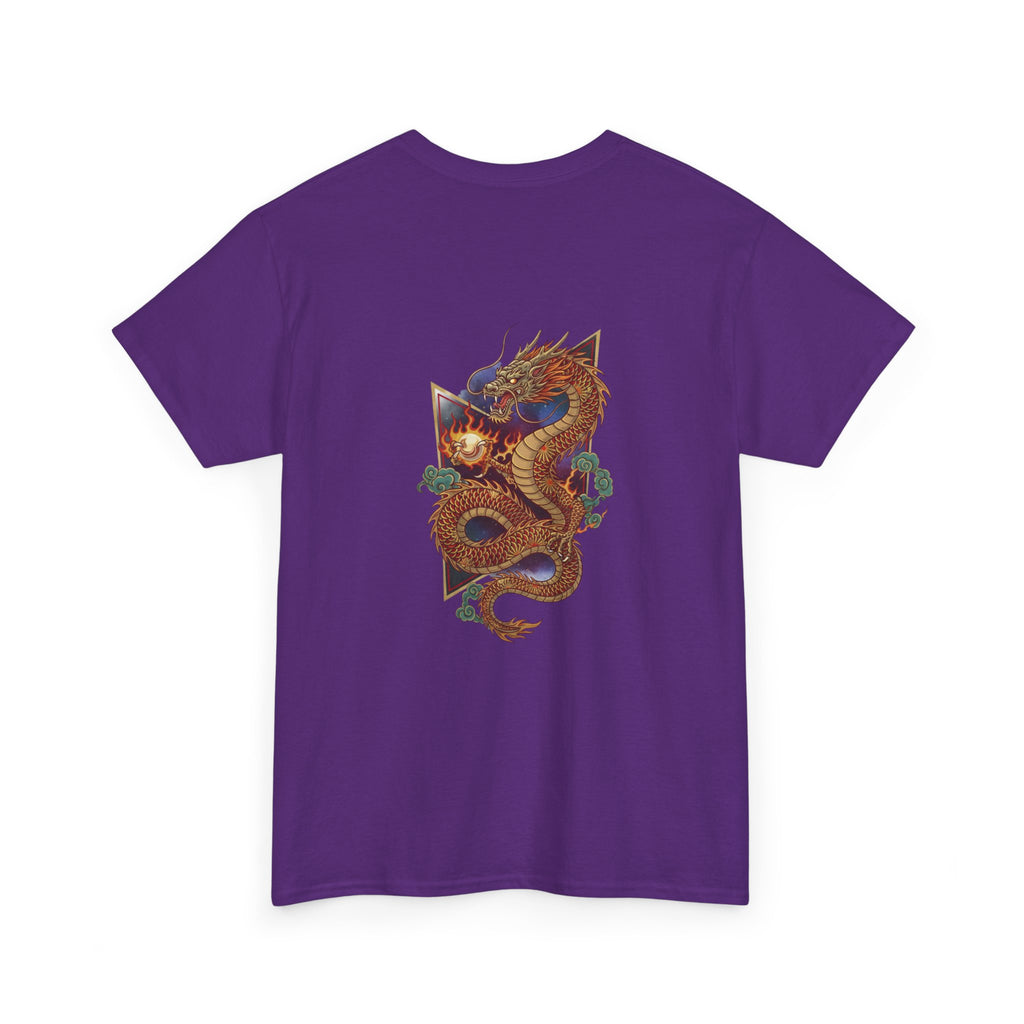 Golden Dragon Back Print Men's T-Shirt — DTG Printed Vintage Oriental Cotton Tee