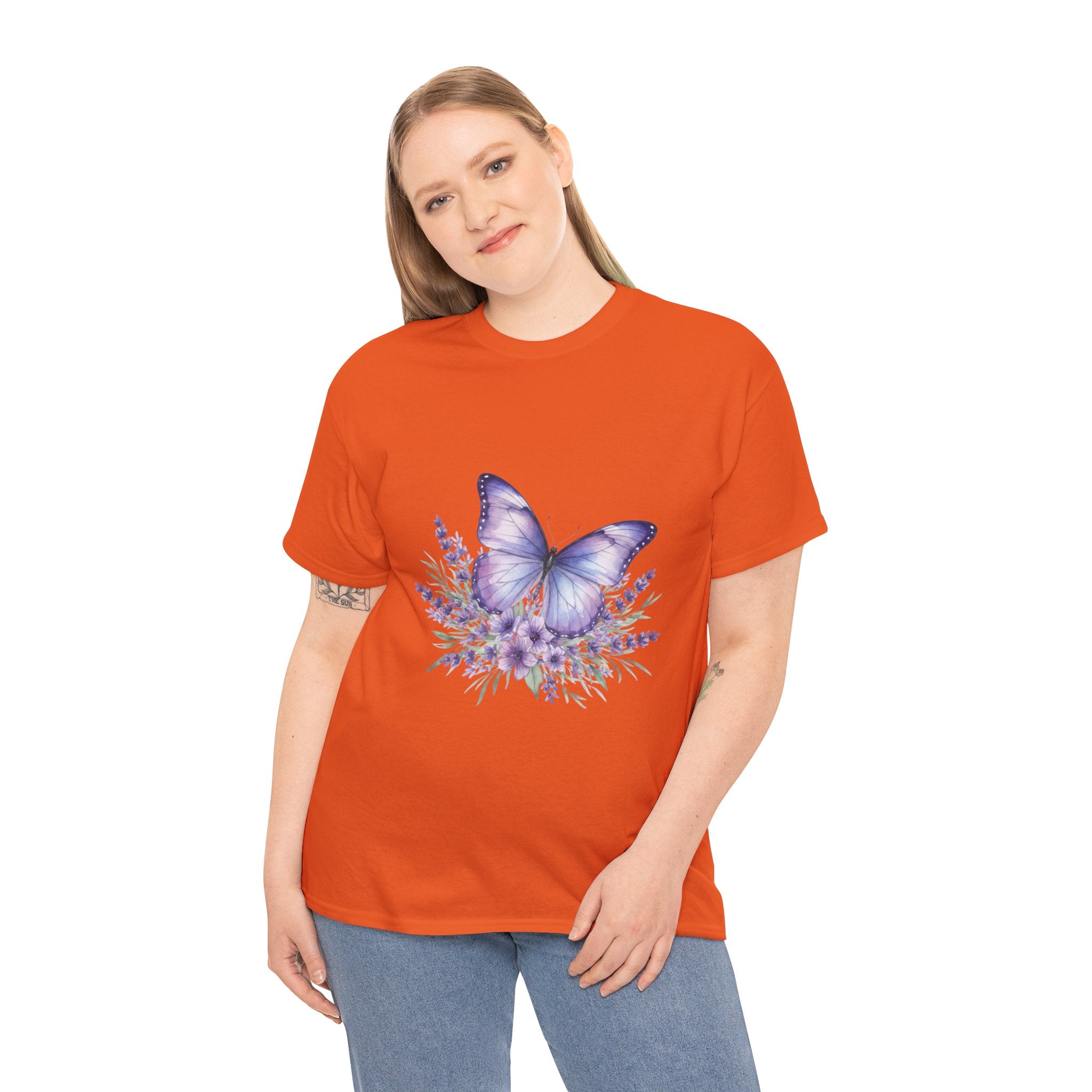 Butterfly Lavender Tee — Women's Floral DTG Graphic T-Shirt