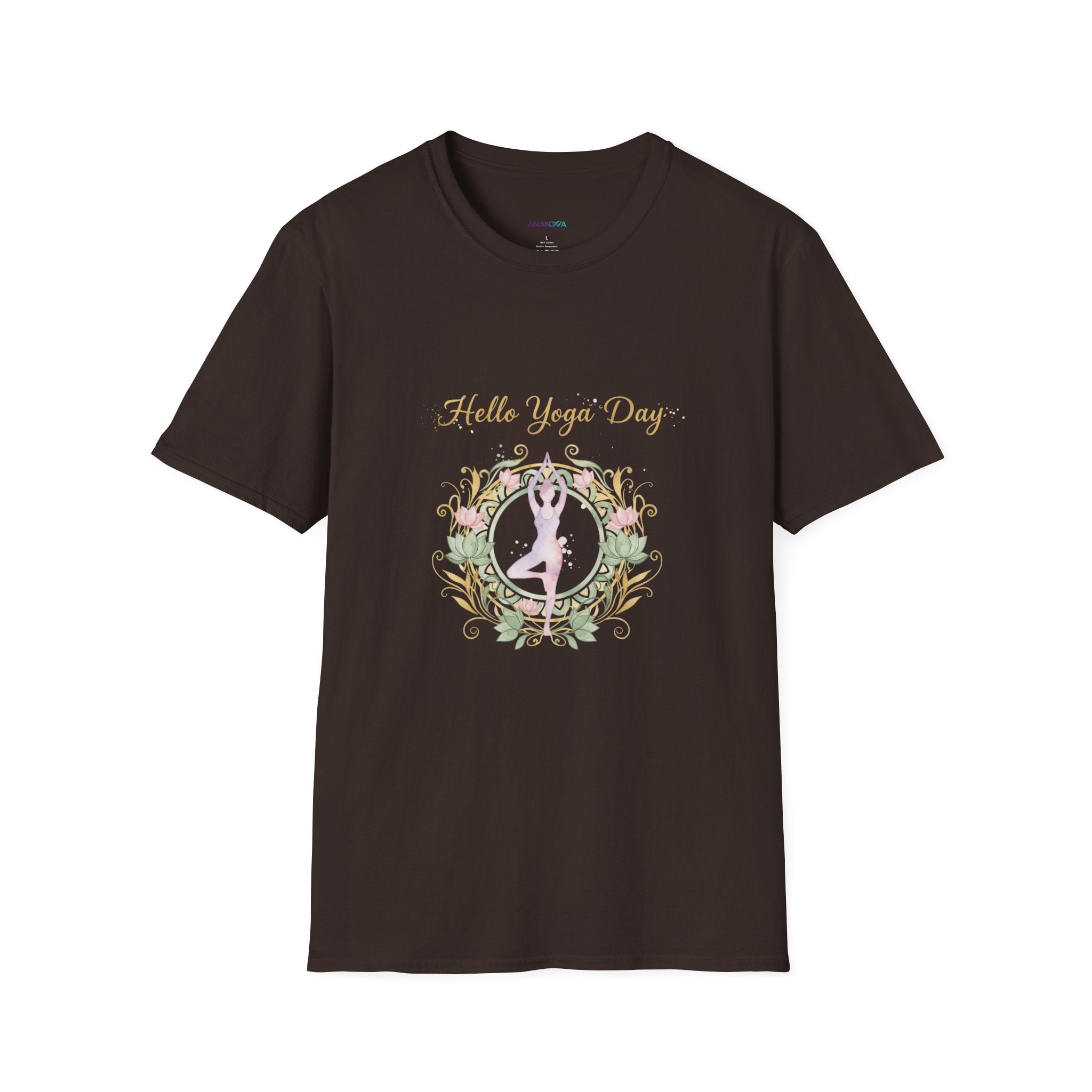 Yoga Day Floral T-Shirt — 'Hello Yoga Day' Pastel Mandala Tee