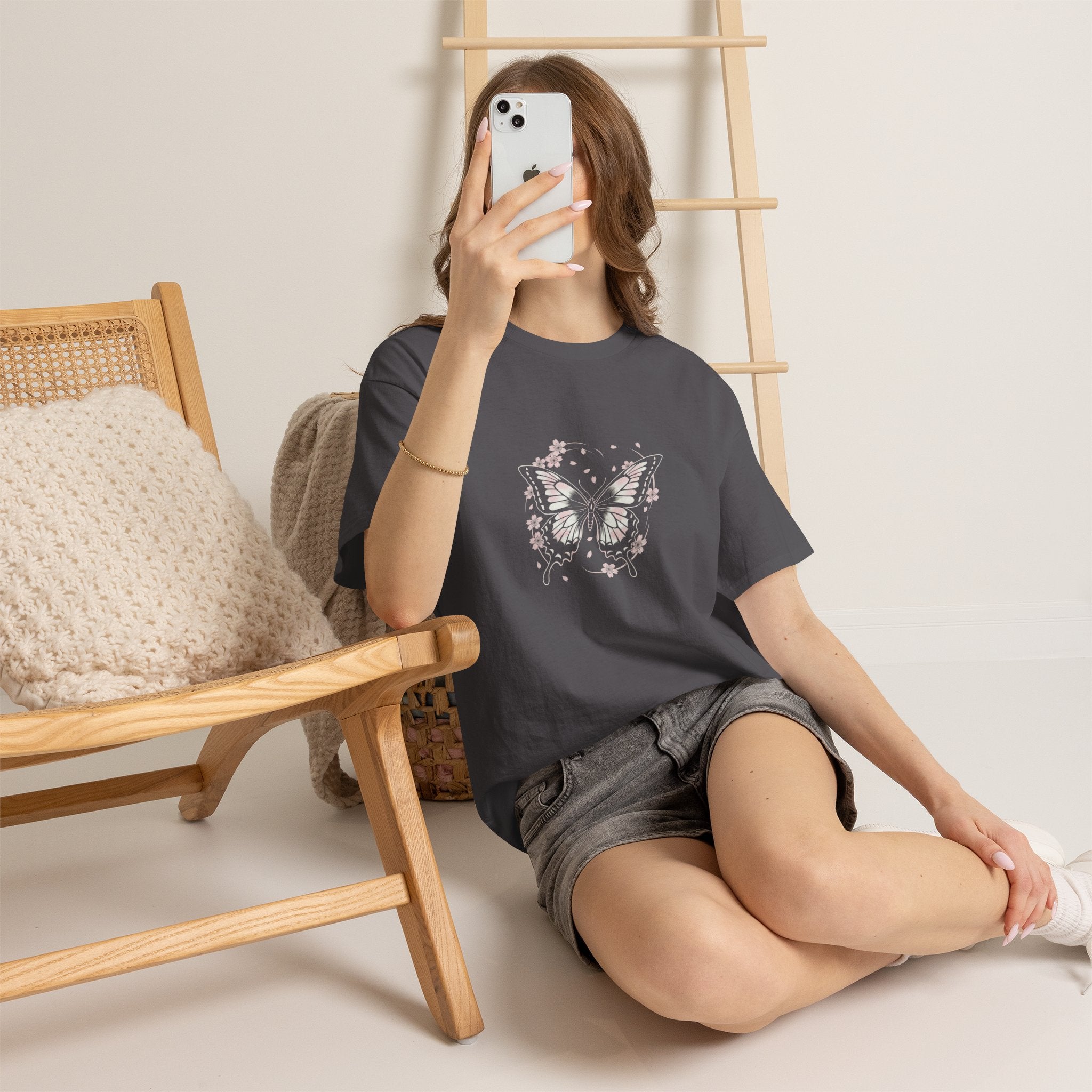 Butterfly Floral Tee — Women's Pastel Graphic T-Shirt