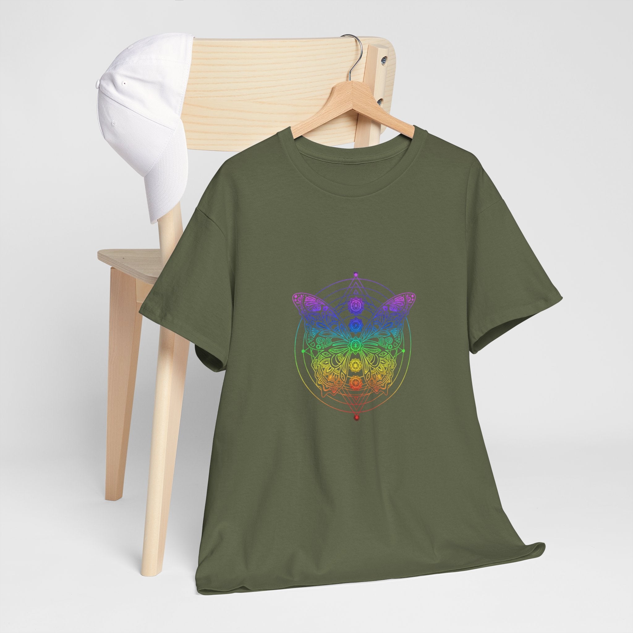 Chakra Butterfly T-Shirt — Women's Rainbow Spiritual Graphic Tee