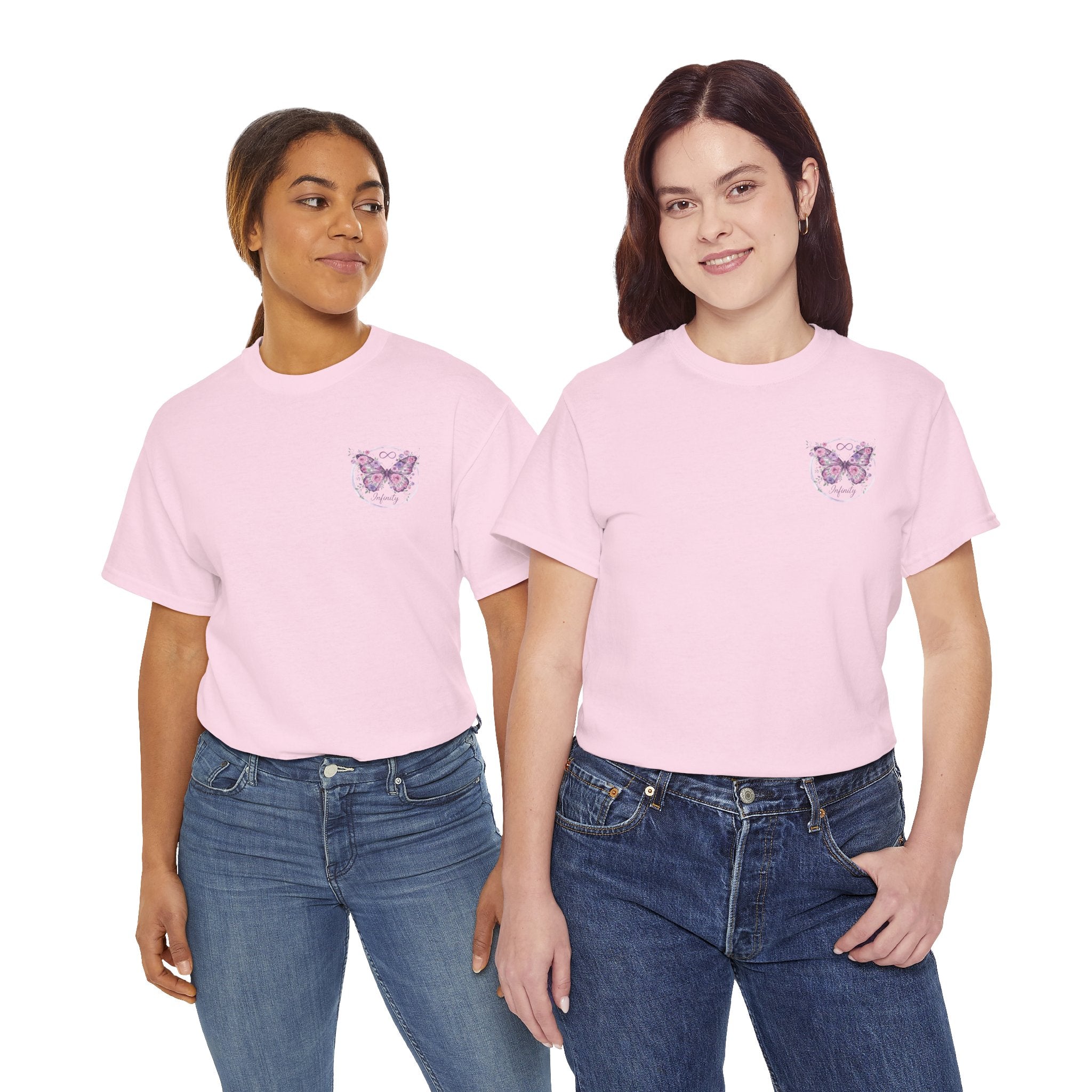 Butterfly Heart Tee — Women's Floral Chest Graphic T-Shirt