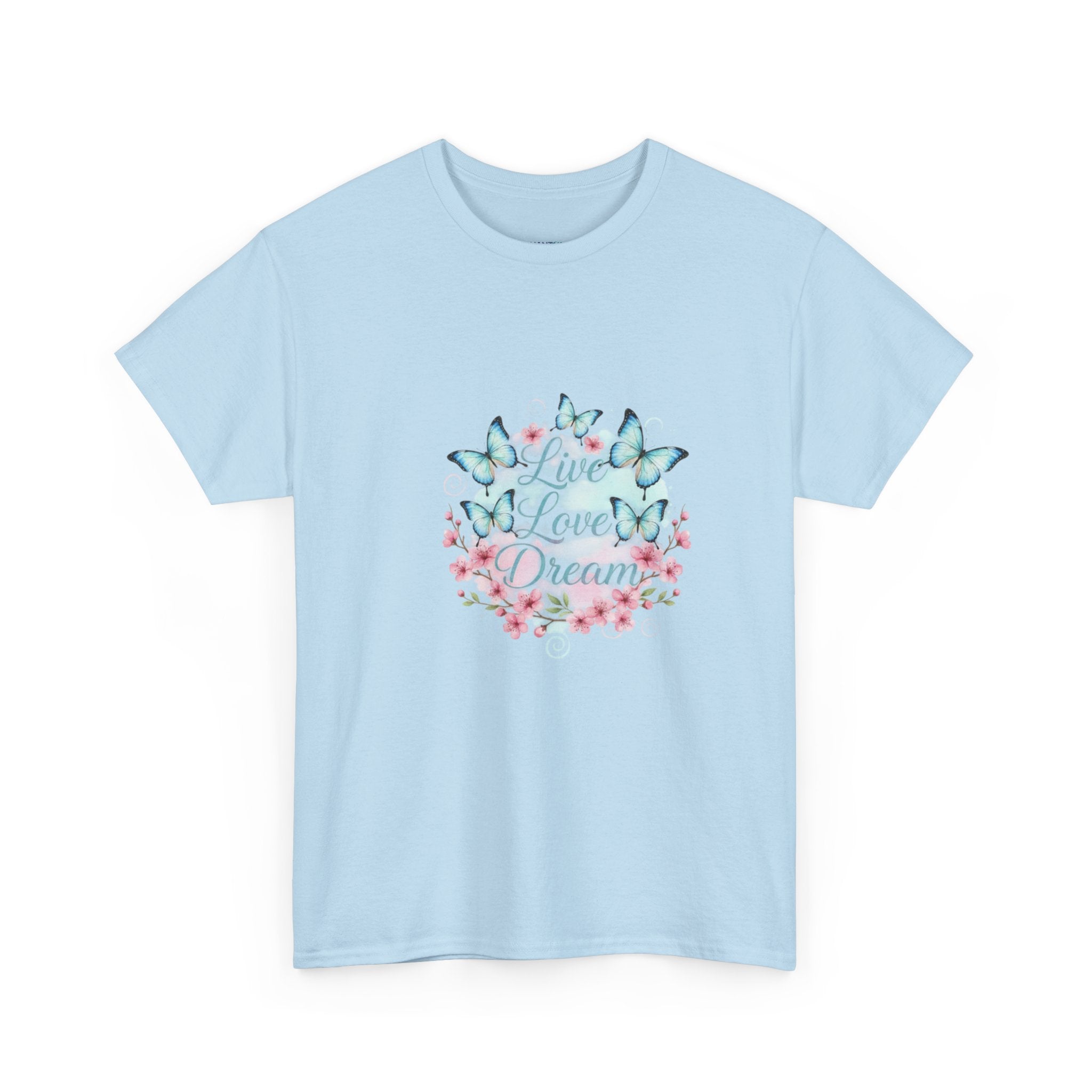 Live Love Dream Tee — Women's Floral Butterfly Graphic T-Shirt