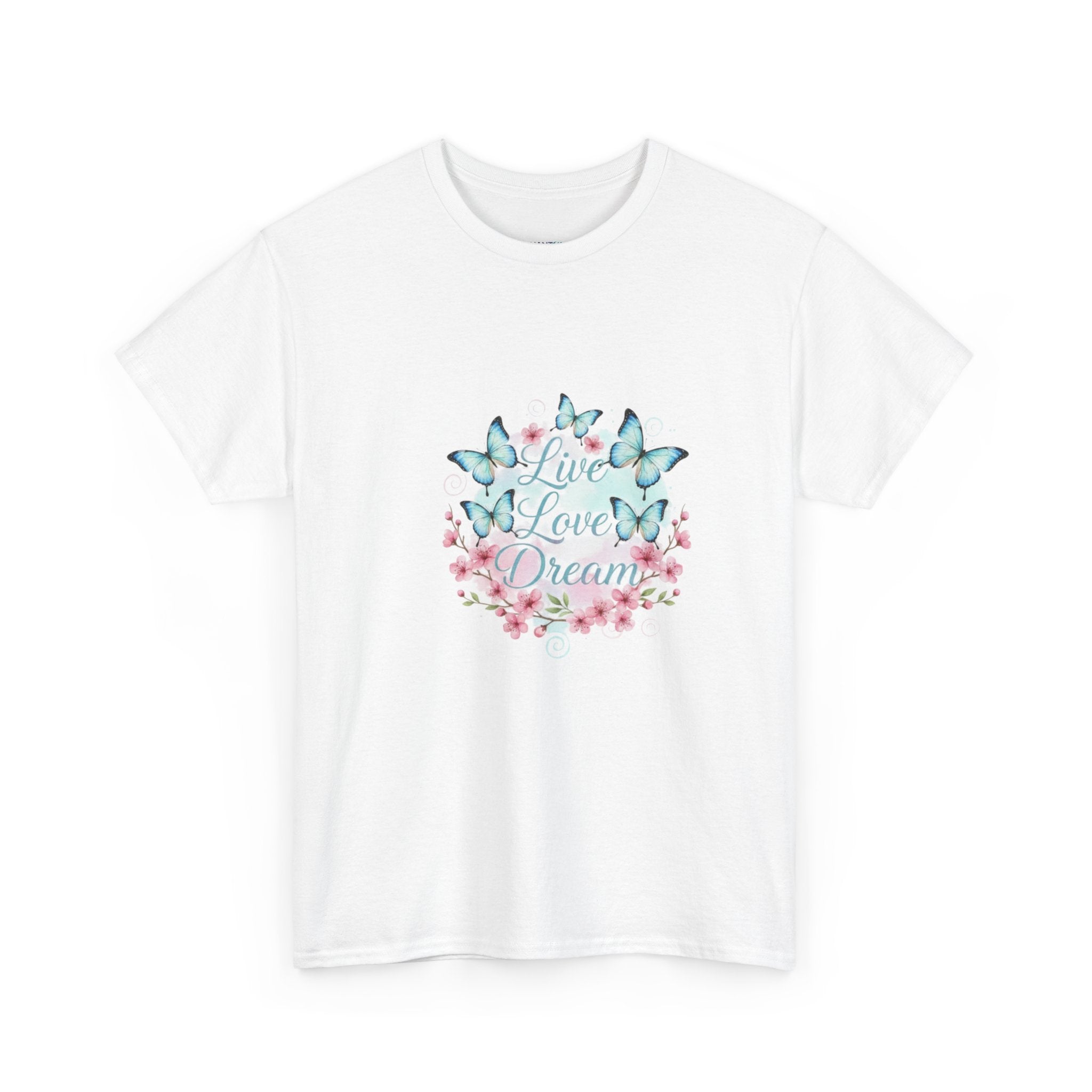 Live Love Dream Tee — Women's Floral Butterfly Graphic T-Shirt