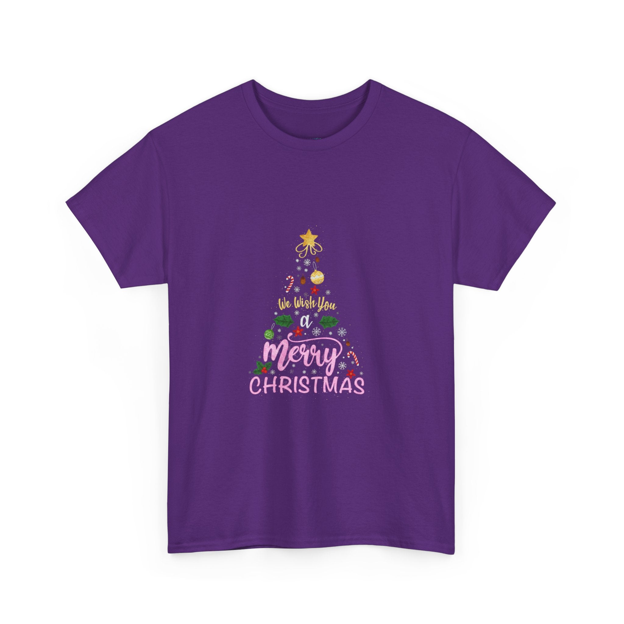 Merry Christmas Tree Graphic Tee | Festive Ornament Holiday Shirt | Unisex DTG
