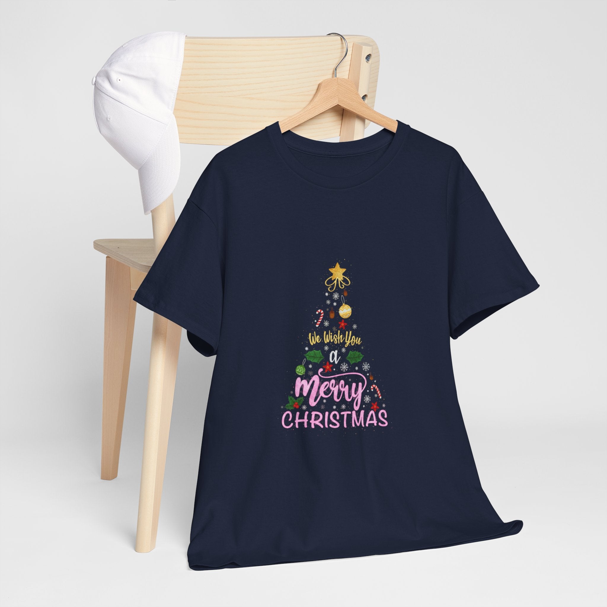 Merry Christmas Tree Graphic Tee | Festive Ornament Holiday Shirt | Unisex DTG