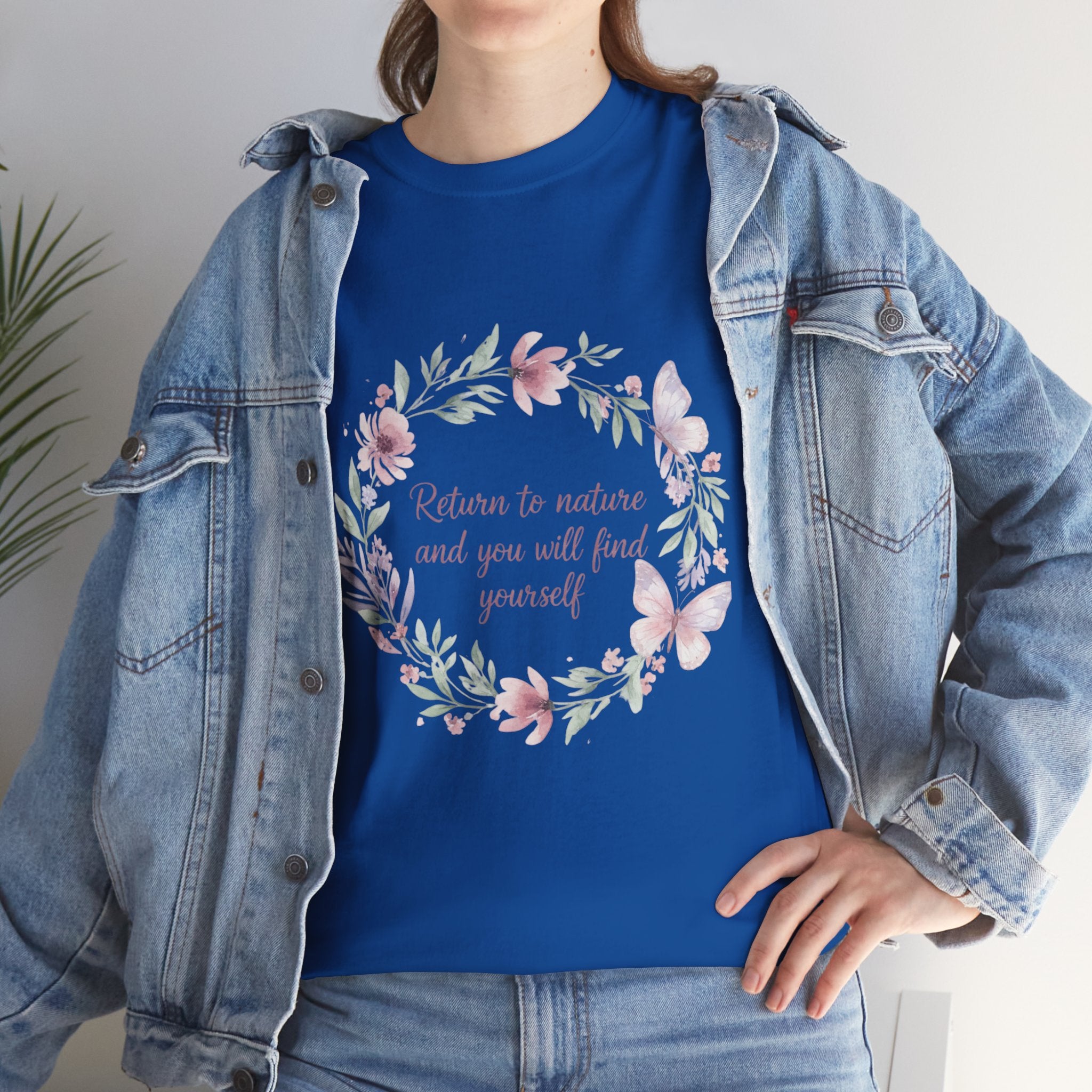 Return to Nature Floral Wreath Women's T-Shirt — DTG Printed Botanical Tee