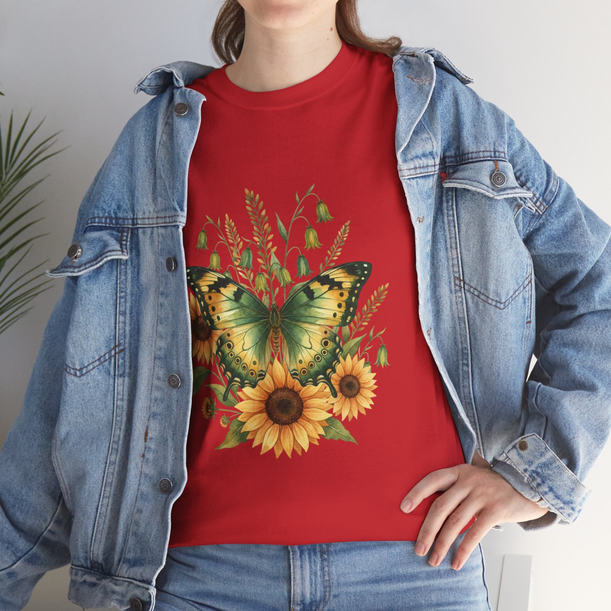 Butterfly & Sunflower Tee — Women's Nature Floral Graphic T-Shirt