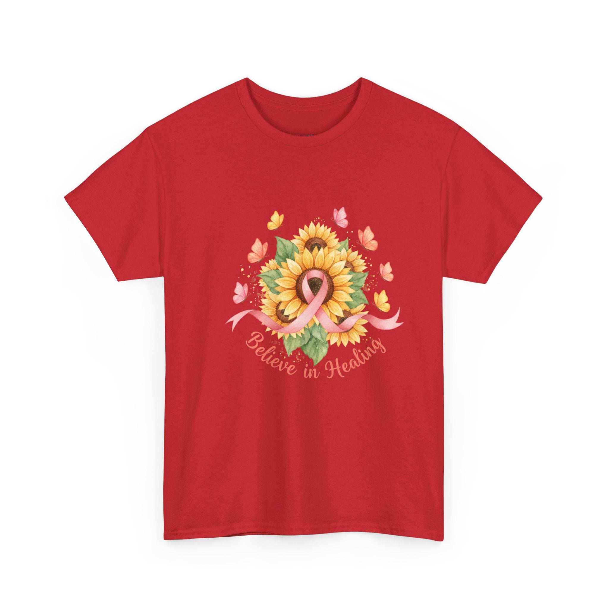 "Believe in Healing" Sunflower Graphic Tee — Women's T-Shirt