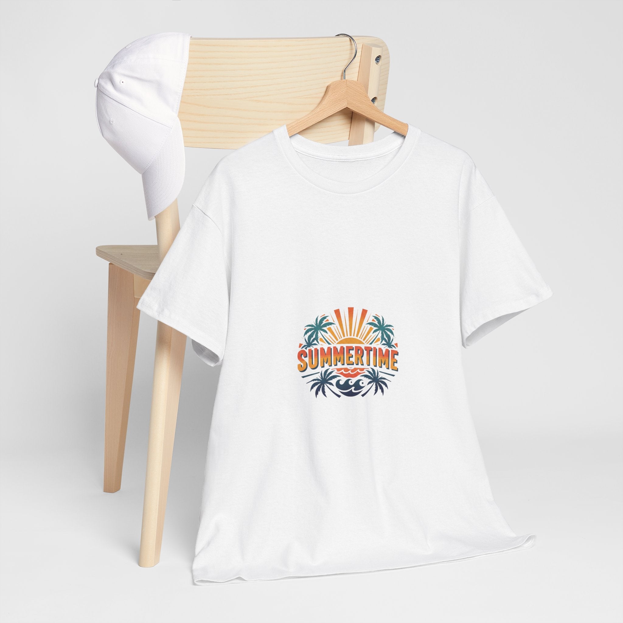 Summertime Retro Palm Tee — Men's Graphic Beach T-Shirt