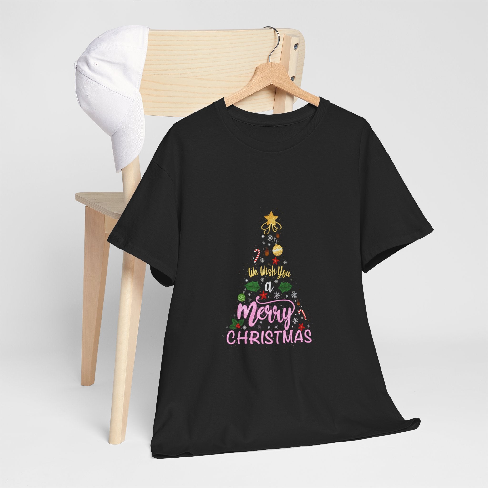 Merry Christmas Tree Graphic Tee | Festive Ornament Holiday Shirt | Unisex DTG