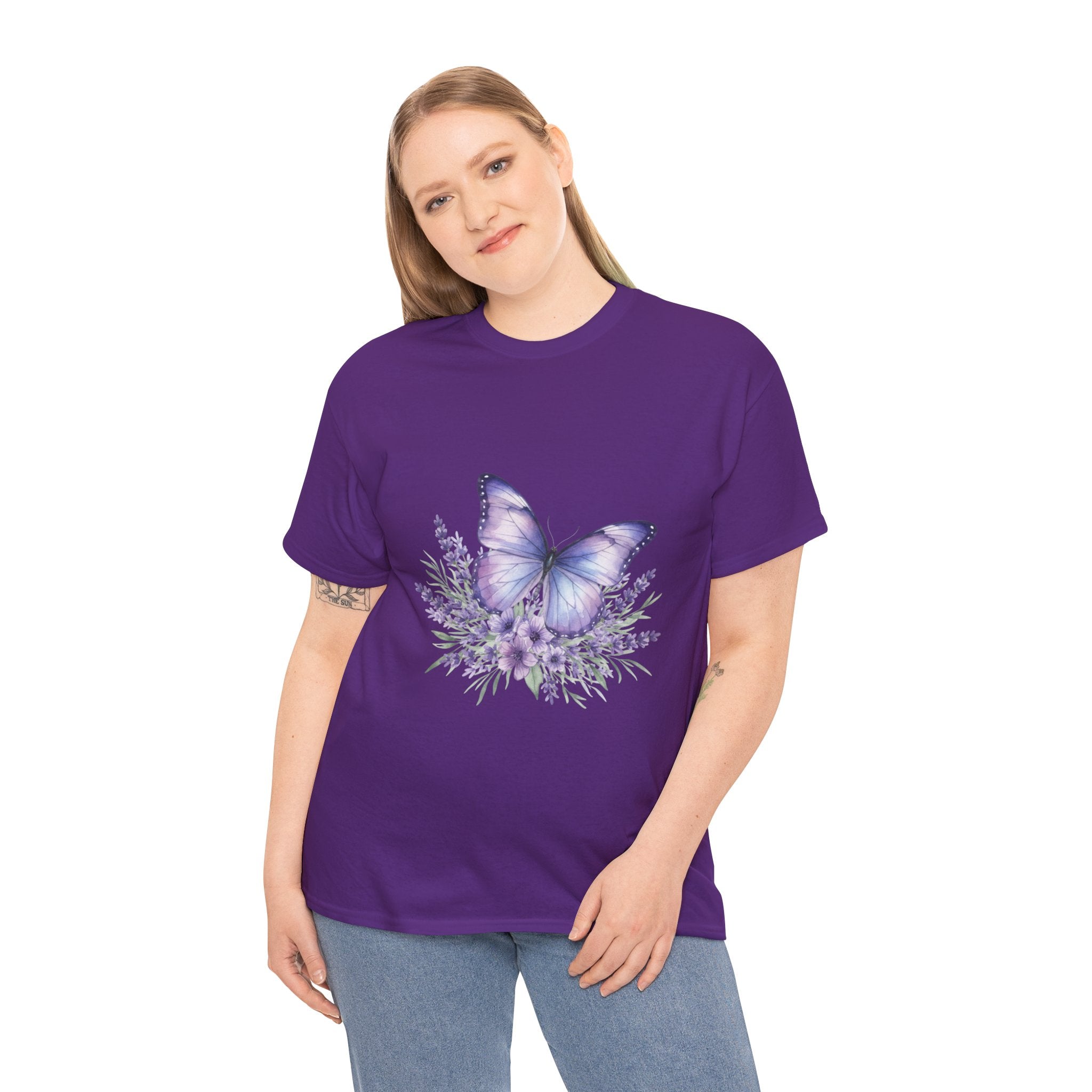 Butterfly Lavender Tee — Women's Floral DTG Graphic T-Shirt