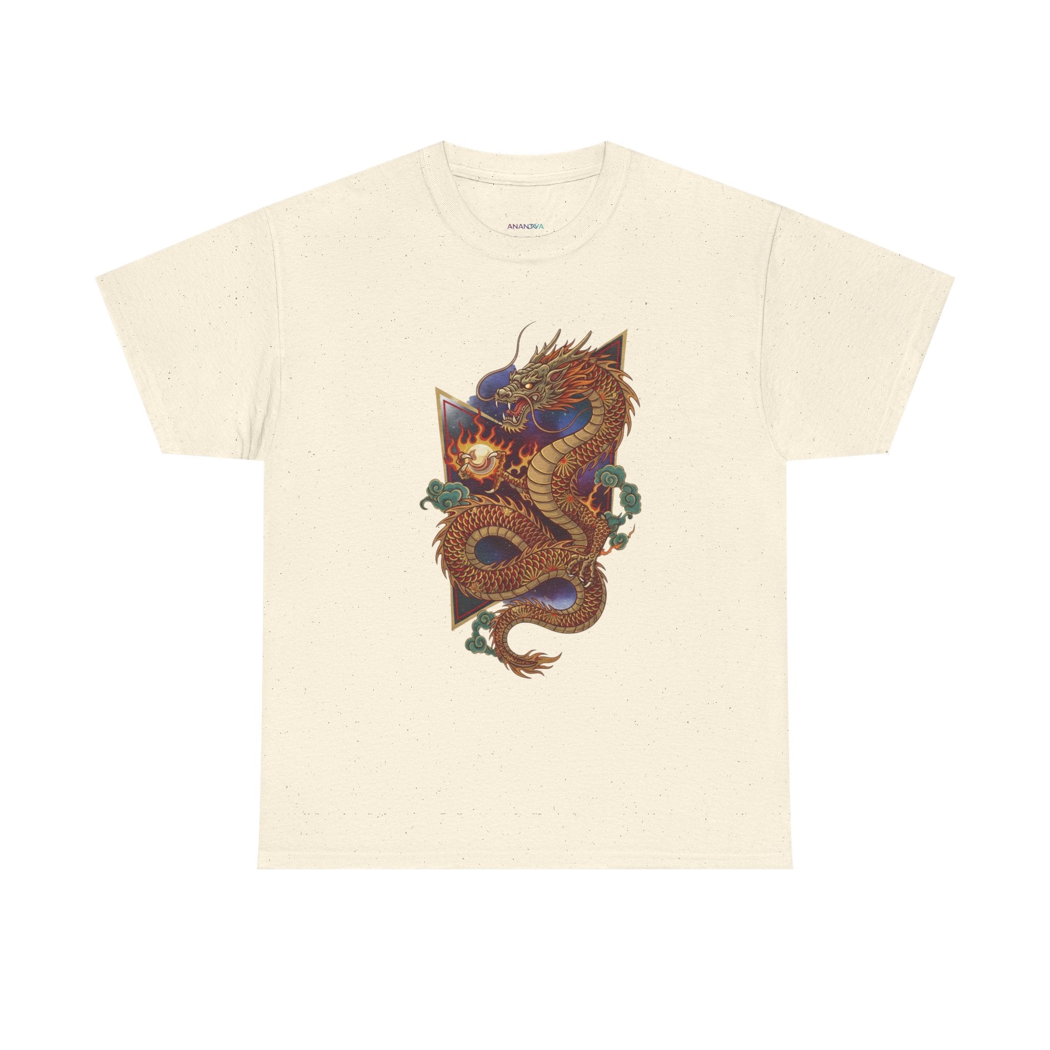 Dragon Graphic Men's T-Shirt — DTG Printed Vintage Gold Oriental Cotton Tee