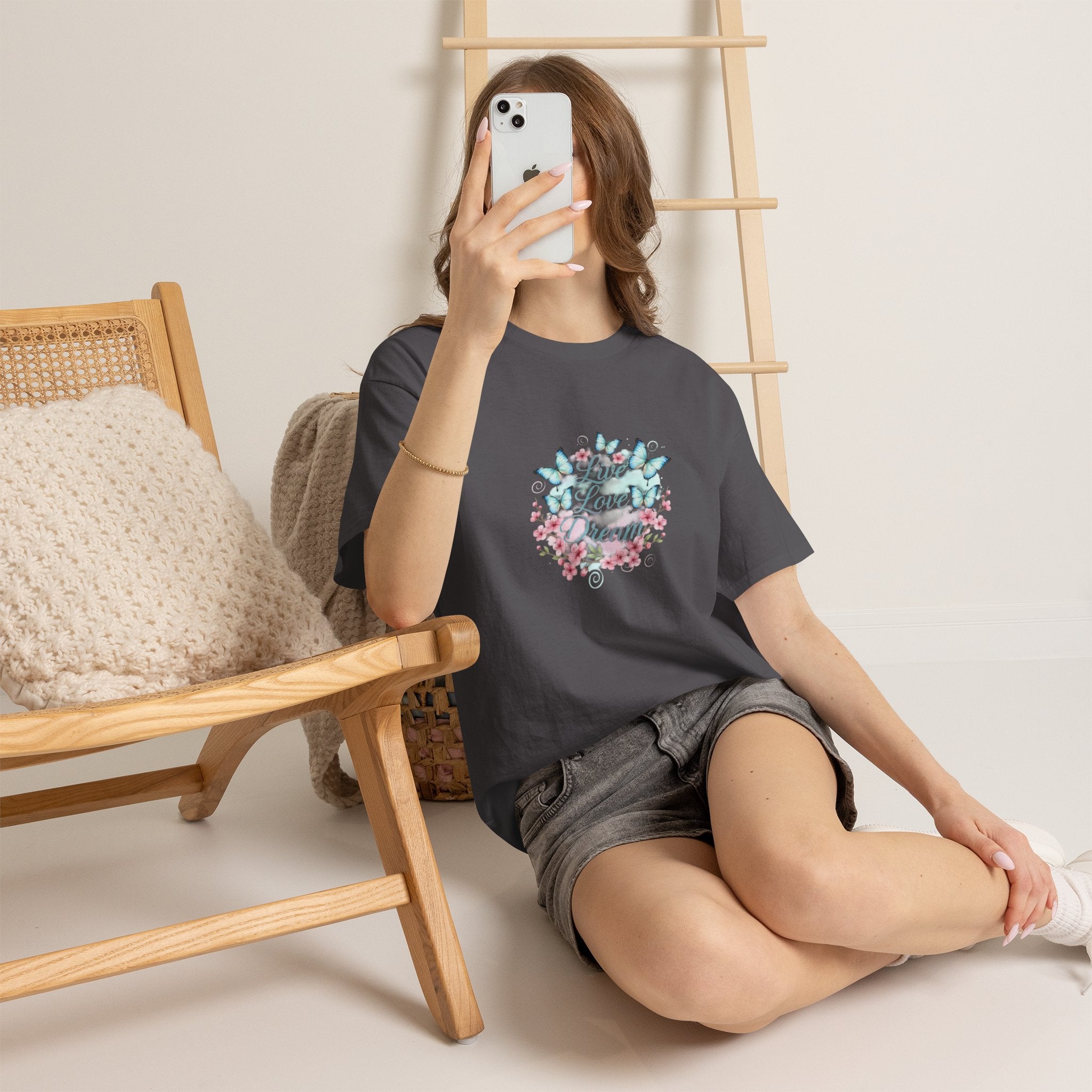 Live Love Dream Tee — Women's Floral Butterfly Graphic T-Shirt