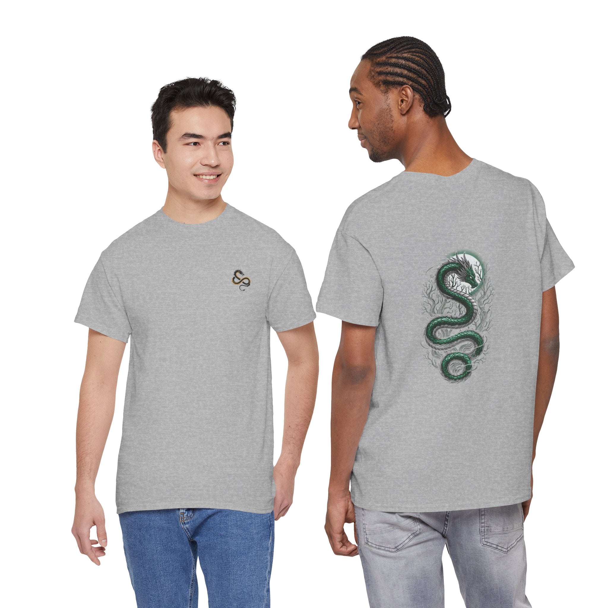 Green Serpent Back Graphic Men's T-Shirt — DTG Printed Cotton Tee
