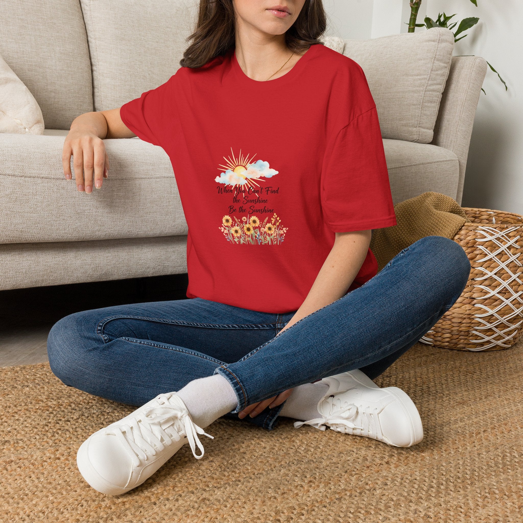 T-Shirt — "When You Can’t Find the Sunshine Be the Sunshine" Floral Graphic Tee