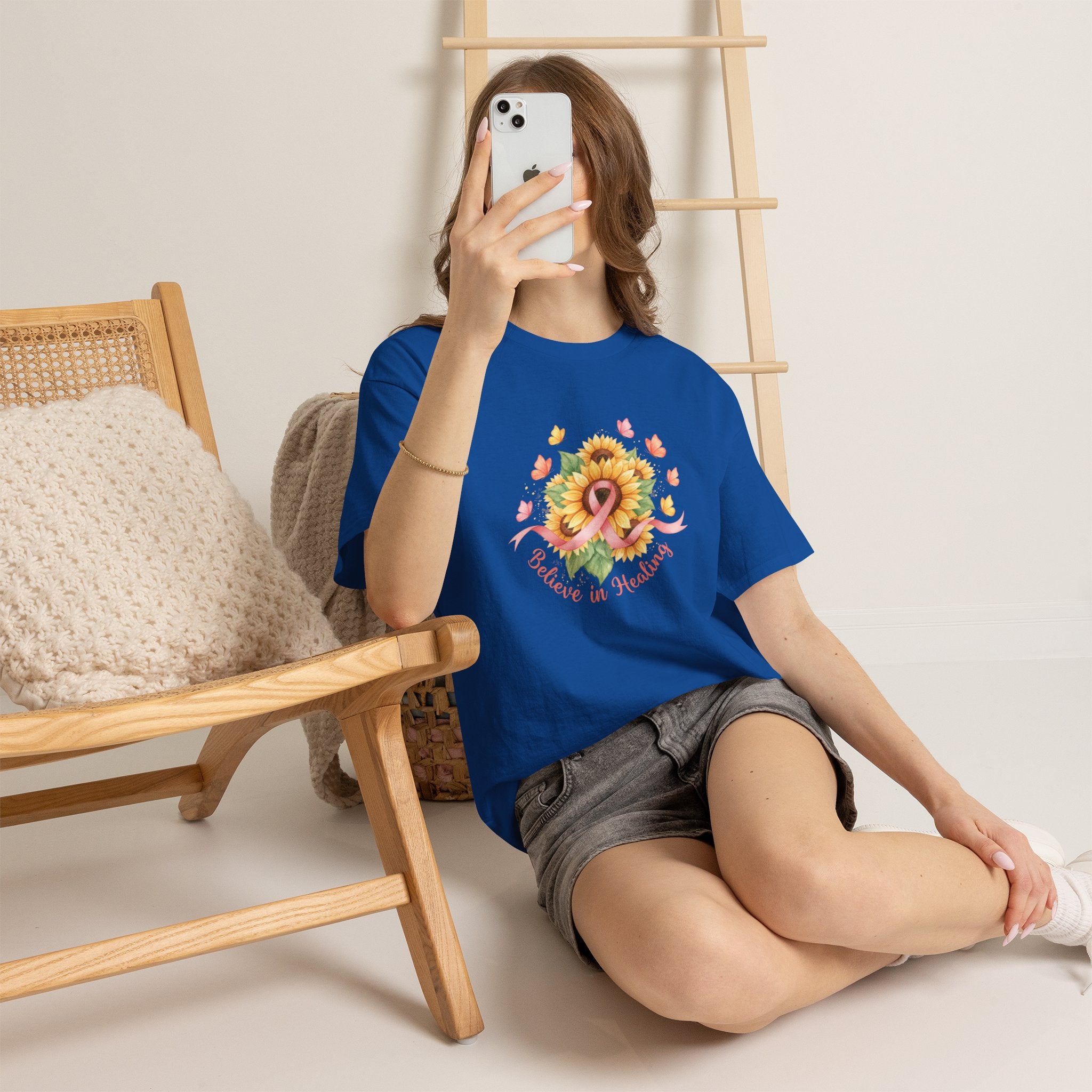"Believe in Healing" Sunflower Graphic Tee — Women's T-Shirt