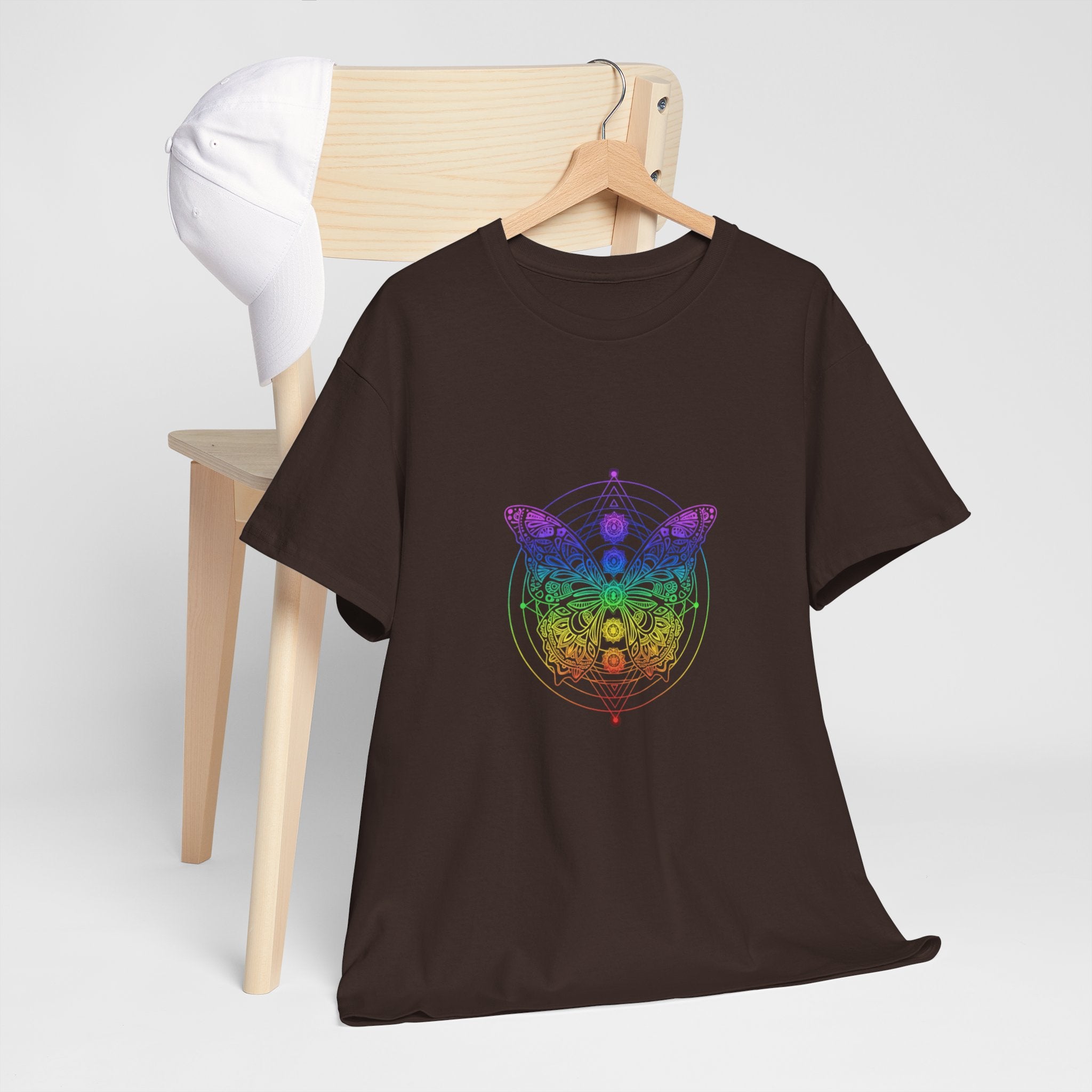 Chakra Butterfly T-Shirt — Women's Rainbow Spiritual Graphic Tee