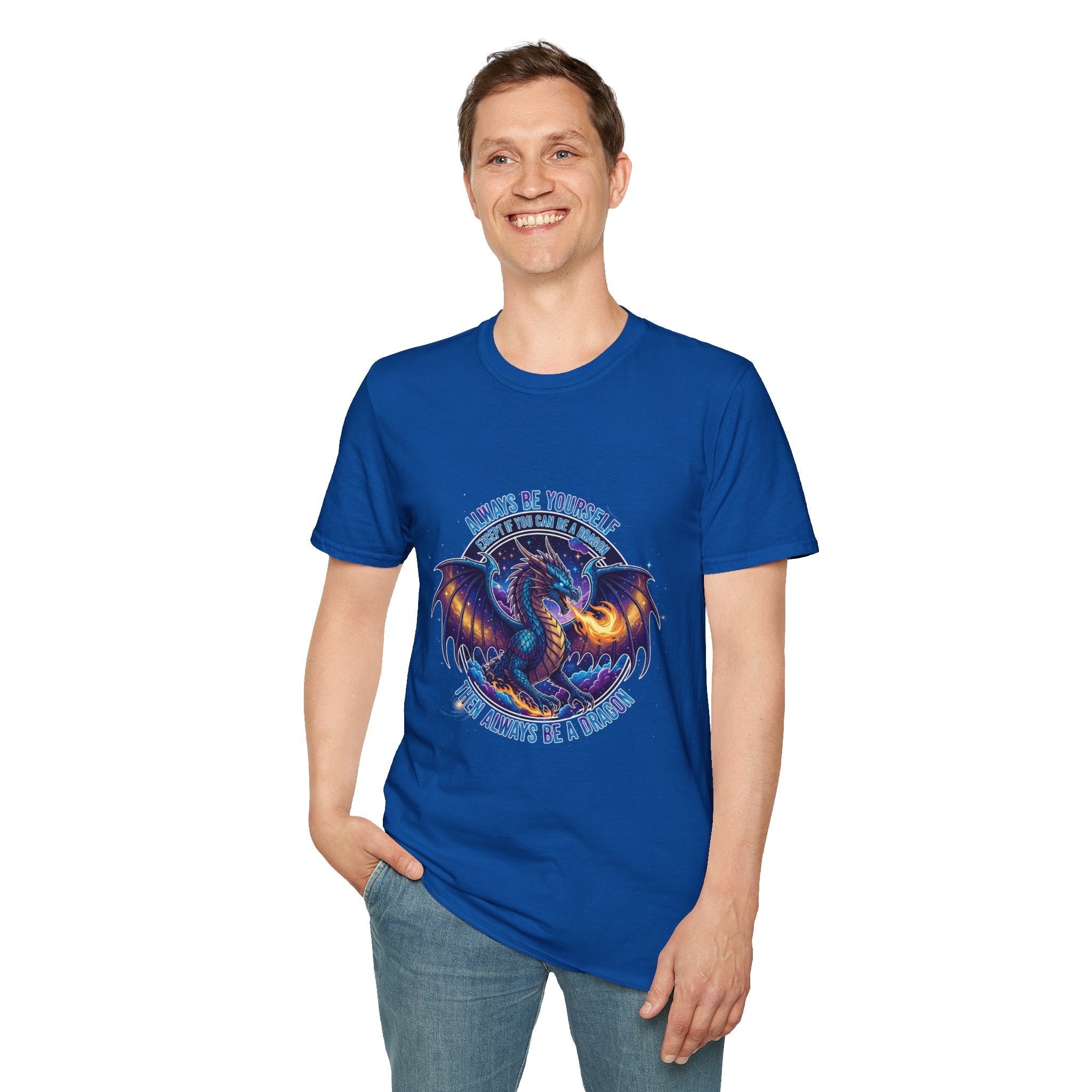 Dragon Graphic Men's T-Shirt | "Always Be Yourself Unless You Can Be a Dragon" | DTG Fantasy Tee