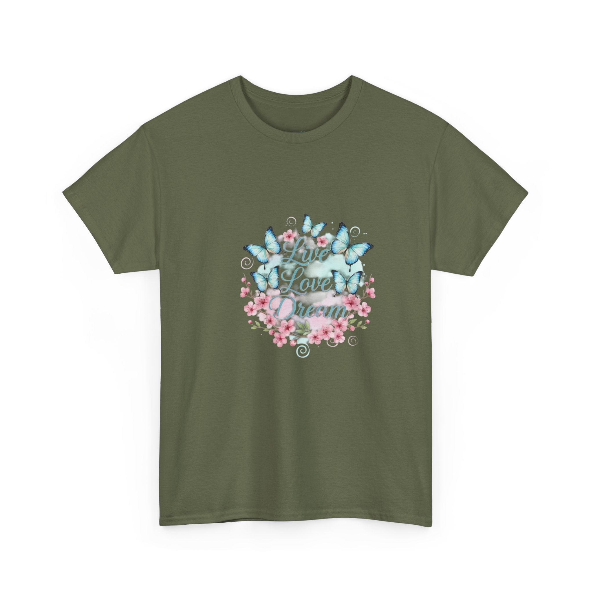 Live Love Dream Tee — Women's Floral Butterfly Graphic T-Shirt