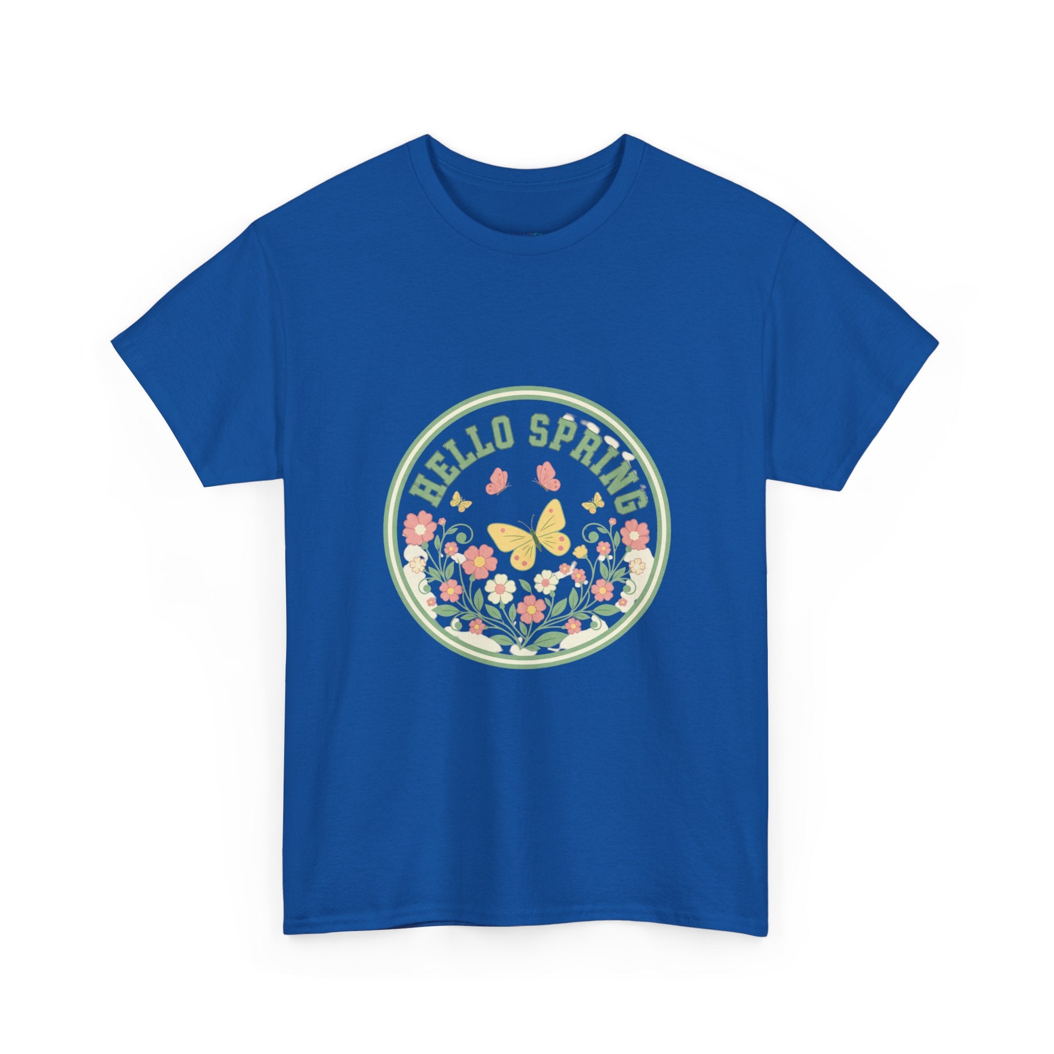 Hello Spring Unisex Heavy Cotton Tee - Floral Design for Spring Celebrations