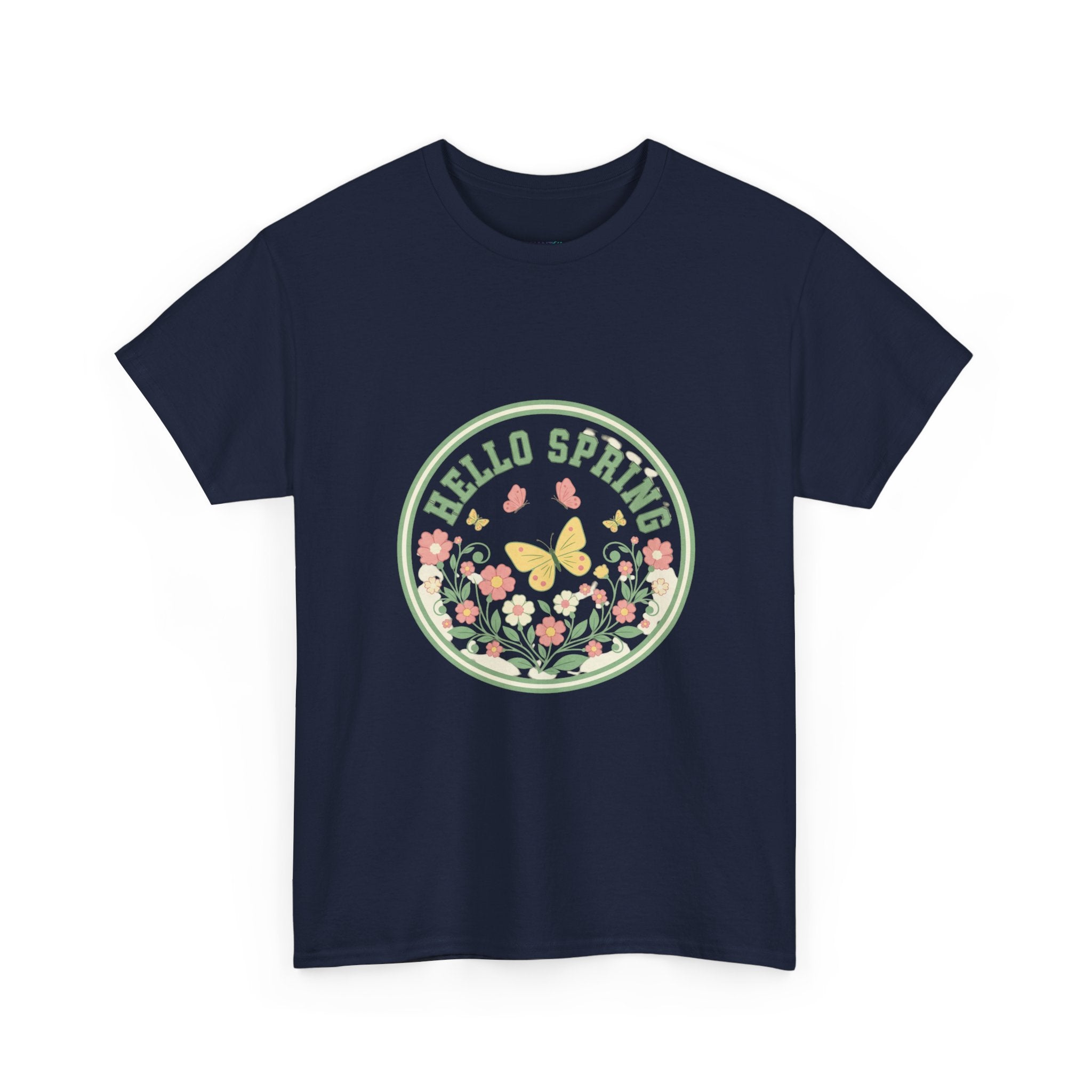 Hello Spring Unisex Heavy Cotton Tee - Floral Design for Spring Celebrations