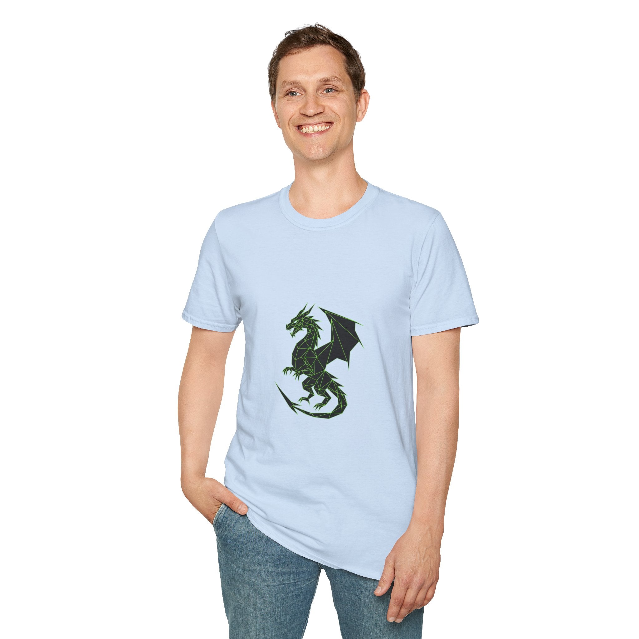 Geometric Dragon Men's T-Shirt — Dark Silhouette Graphic Tee