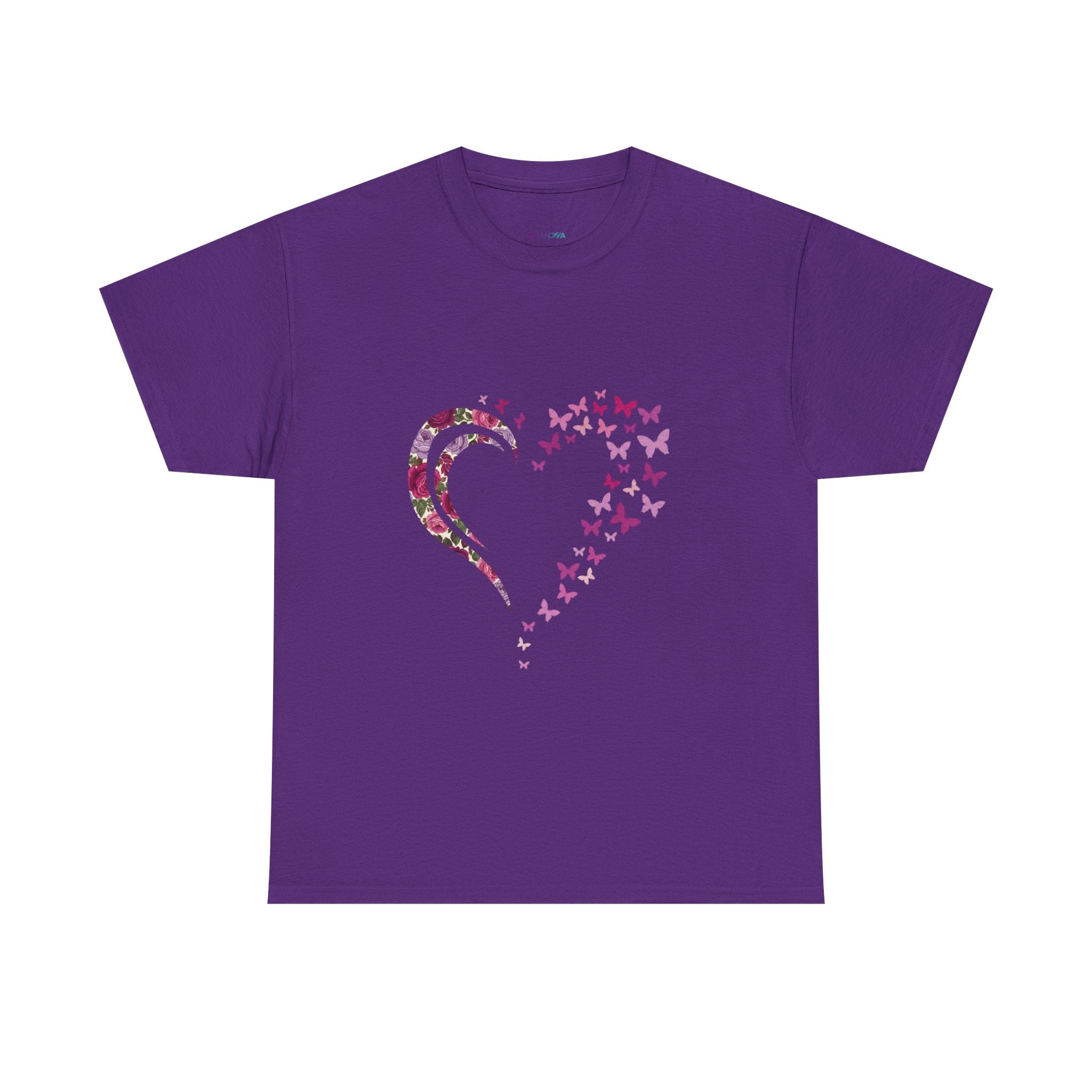 Butterfly Heart Tee — Women's Floral Heart Graphic T-Shirt