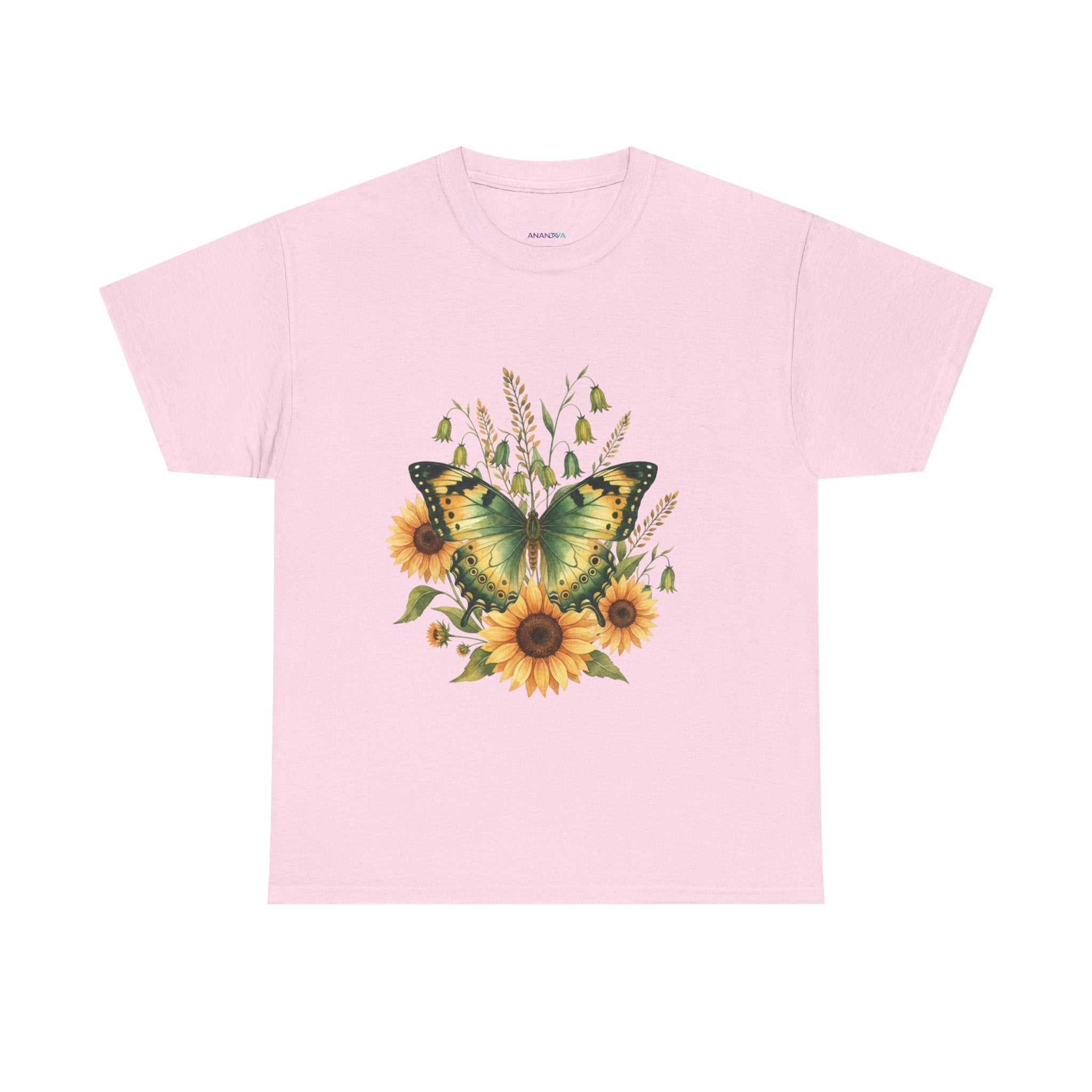 Butterfly & Sunflower Tee — Women's Nature Floral Graphic T-Shirt