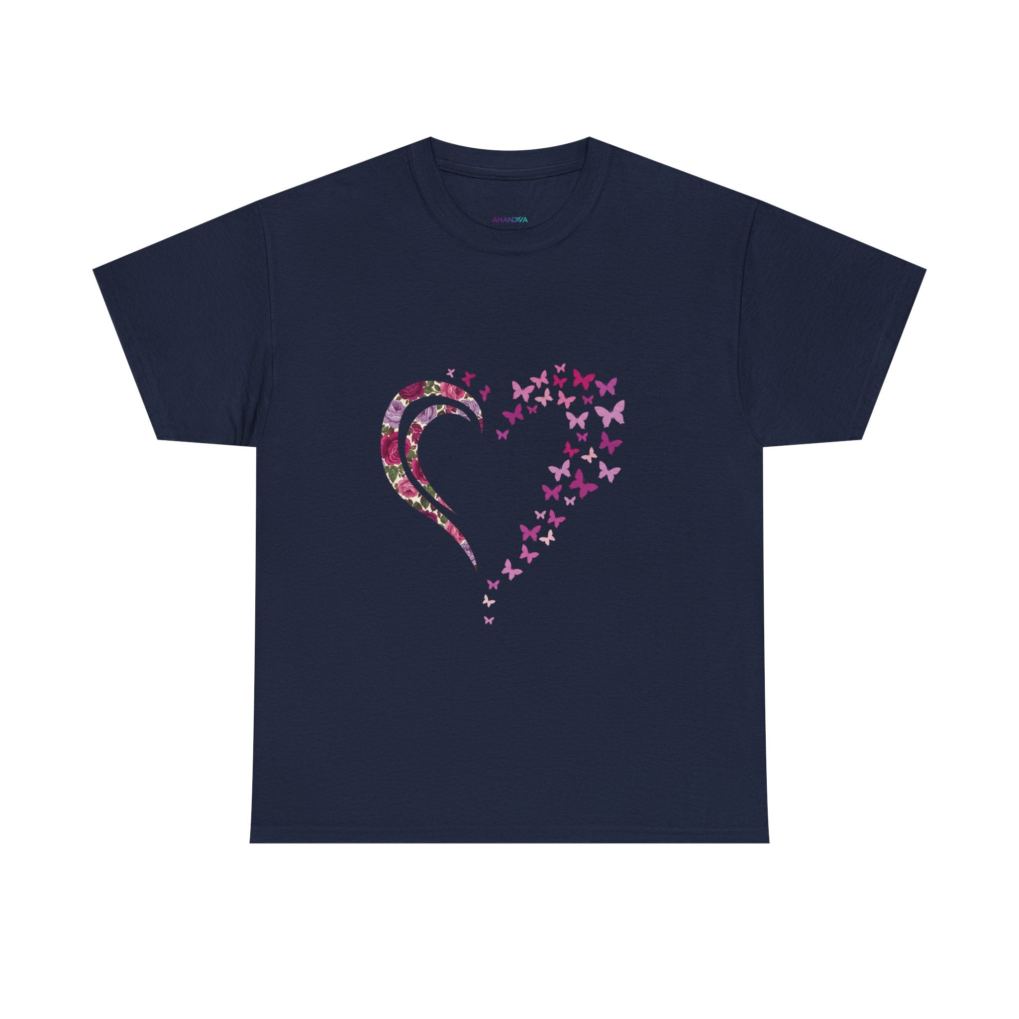 Butterfly Heart Tee — Women's Floral Heart Graphic T-Shirt