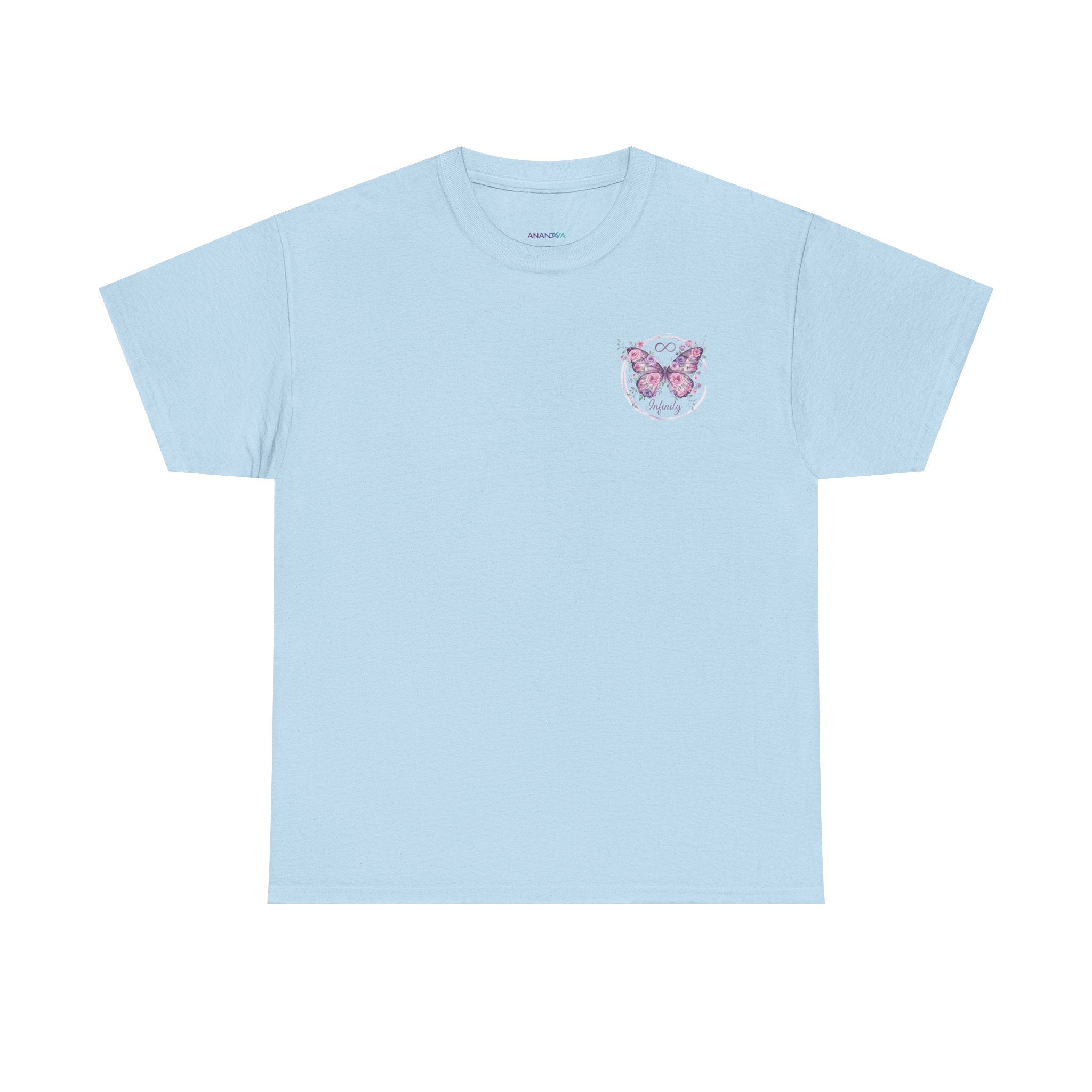 Butterfly Heart Tee — Women's Floral Chest Graphic T-Shirt