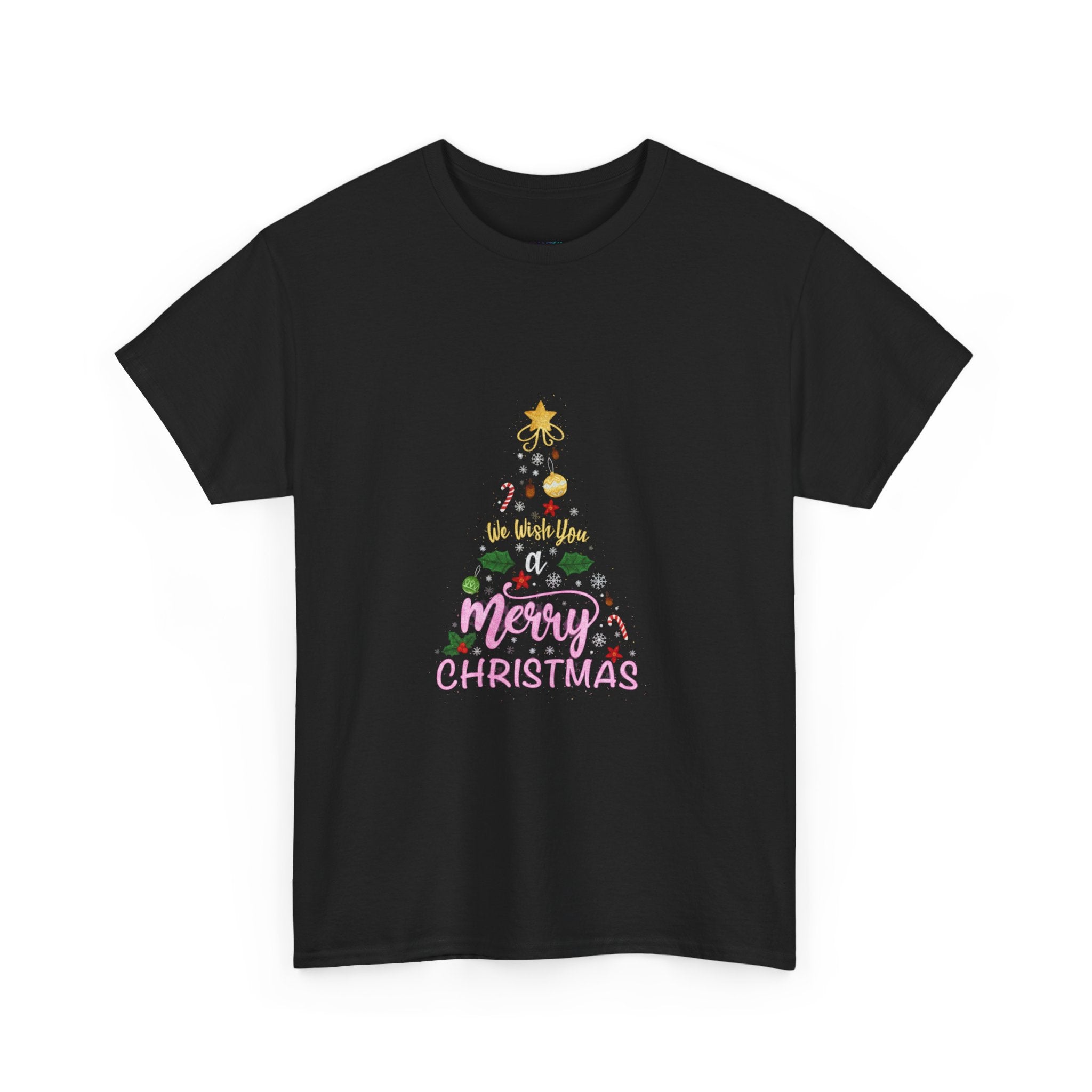 Merry Christmas Tree Graphic Tee | Festive Ornament Holiday Shirt | Unisex DTG