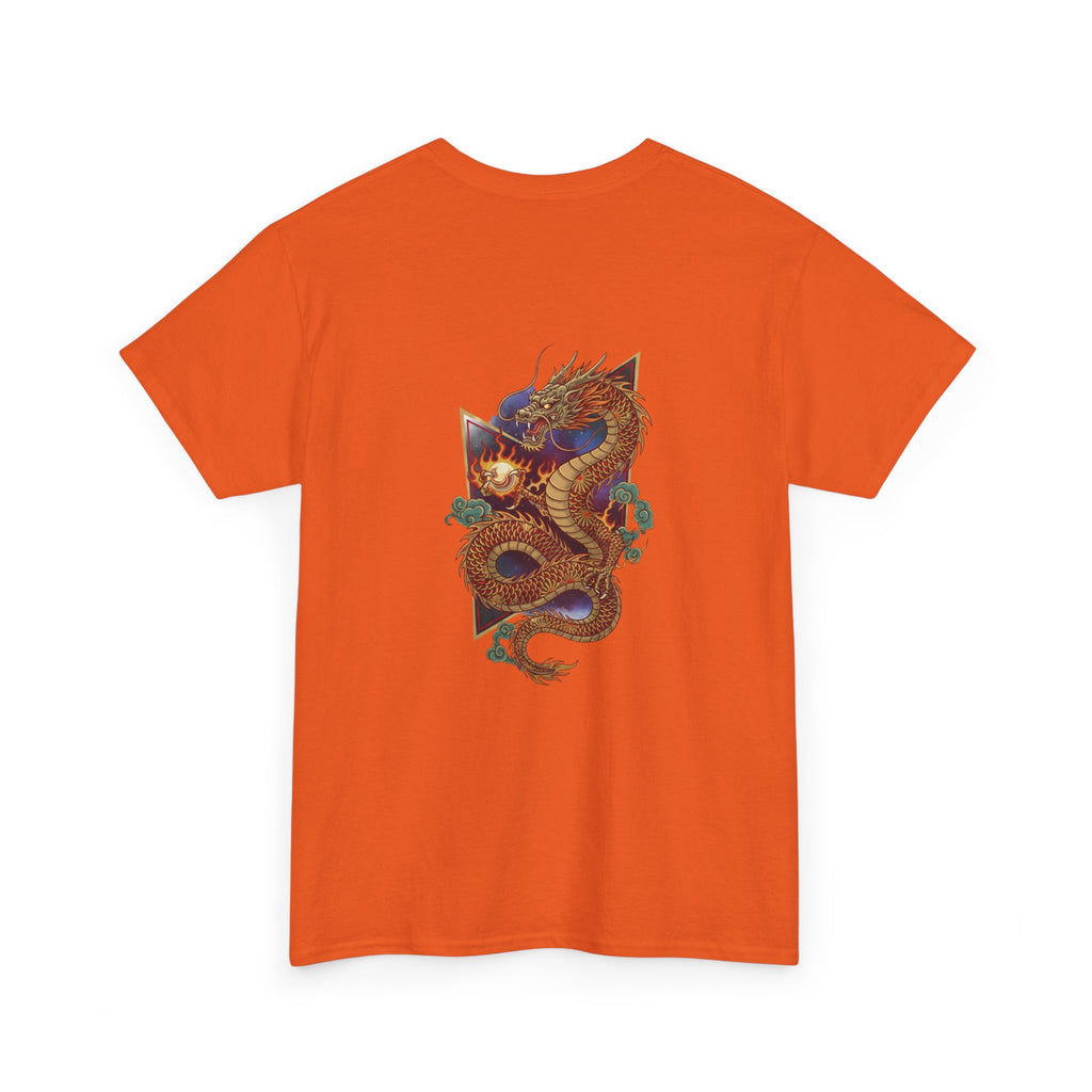 Golden Dragon Back Print Men's T-Shirt — DTG Printed Vintage Oriental Cotton Tee