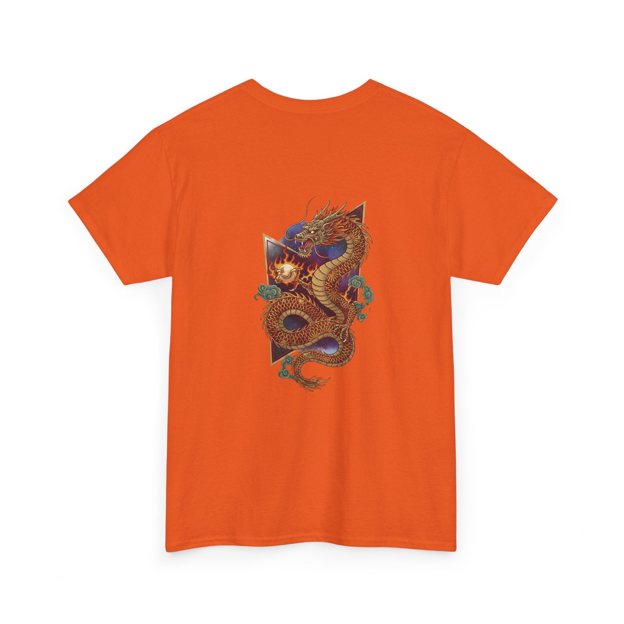 Golden Dragon Back Print Men's T-Shirt — DTG Printed Vintage Oriental Cotton Tee
