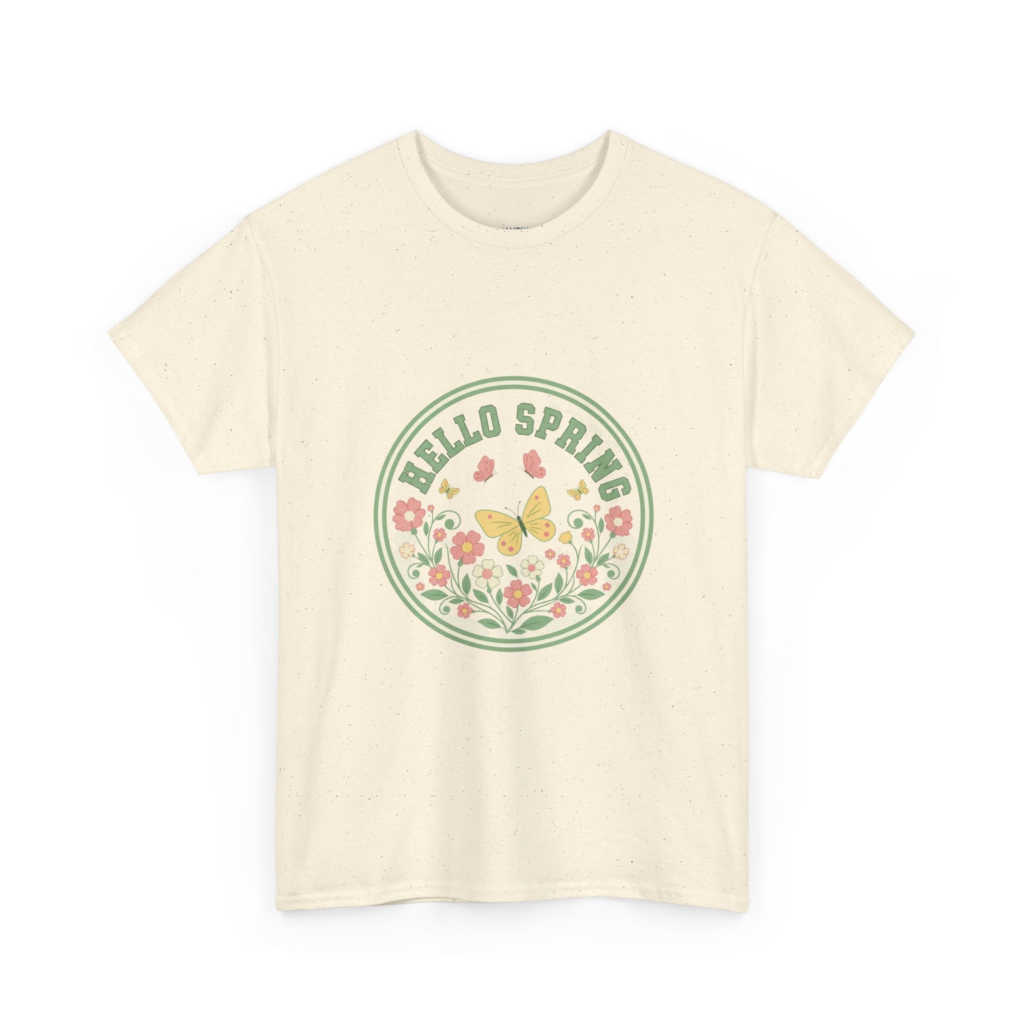 Hello Spring Unisex Heavy Cotton Tee - Floral Design for Spring Celebrations