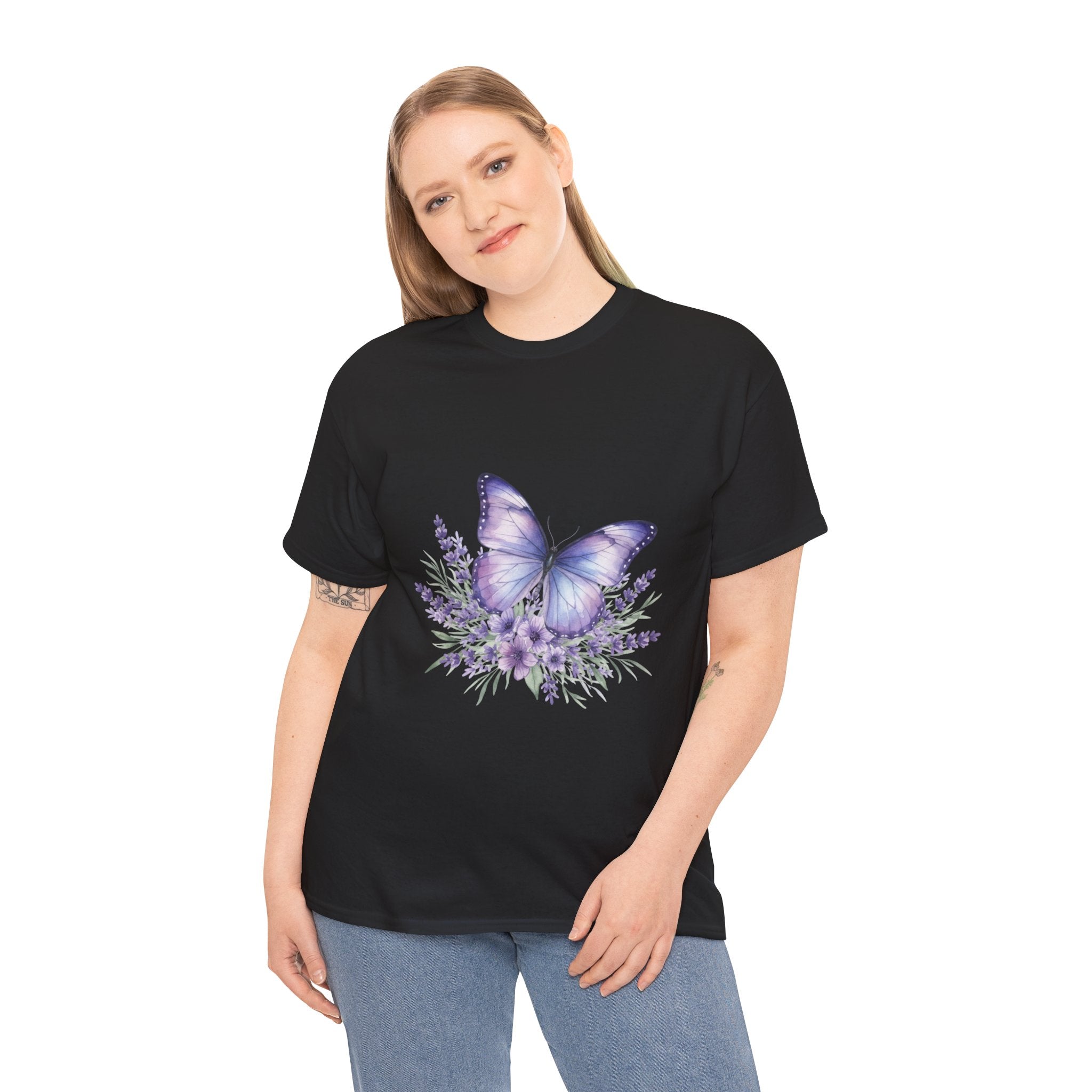 Butterfly Lavender Tee — Women's Floral DTG Graphic T-Shirt