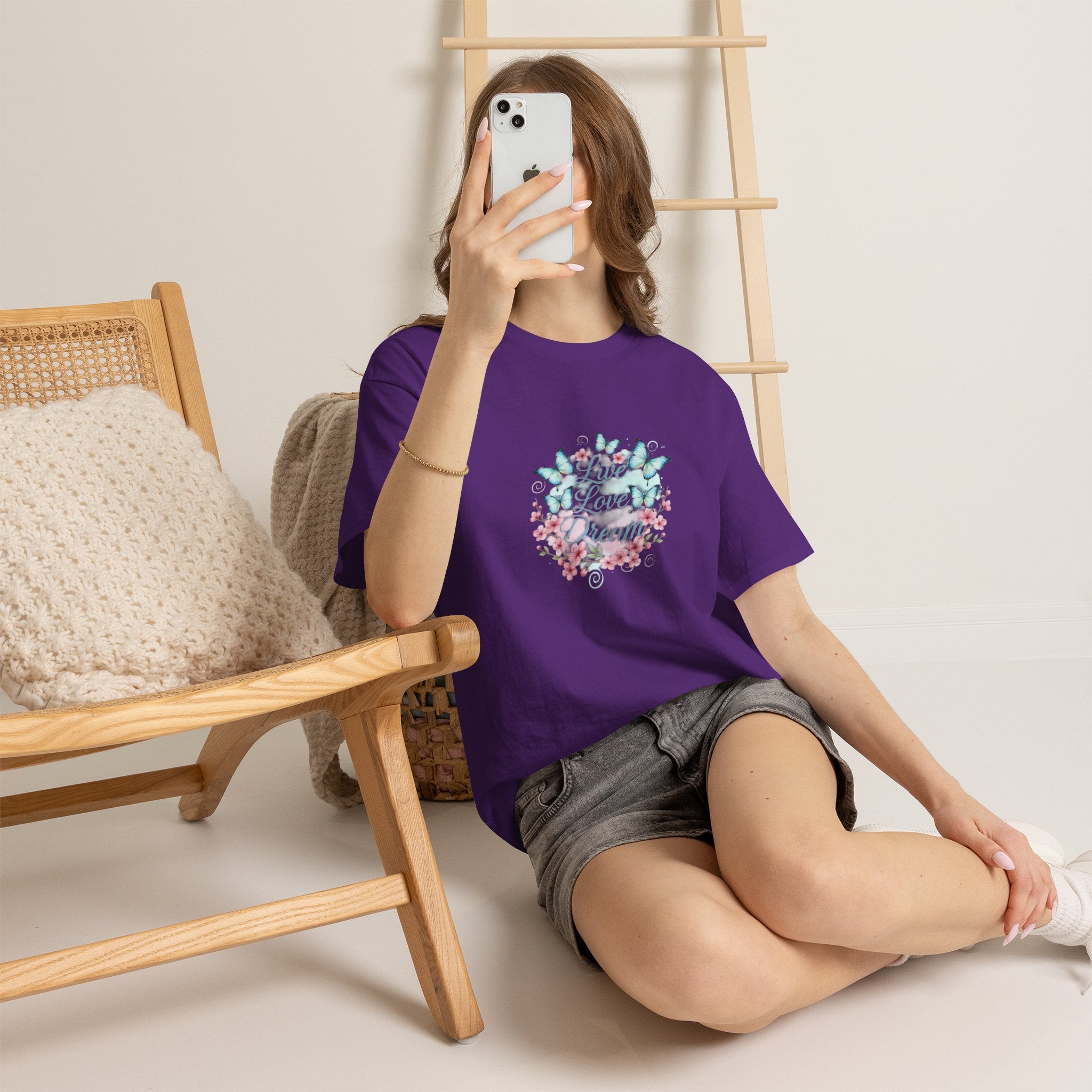 Live Love Dream Tee — Women's Floral Butterfly Graphic T-Shirt
