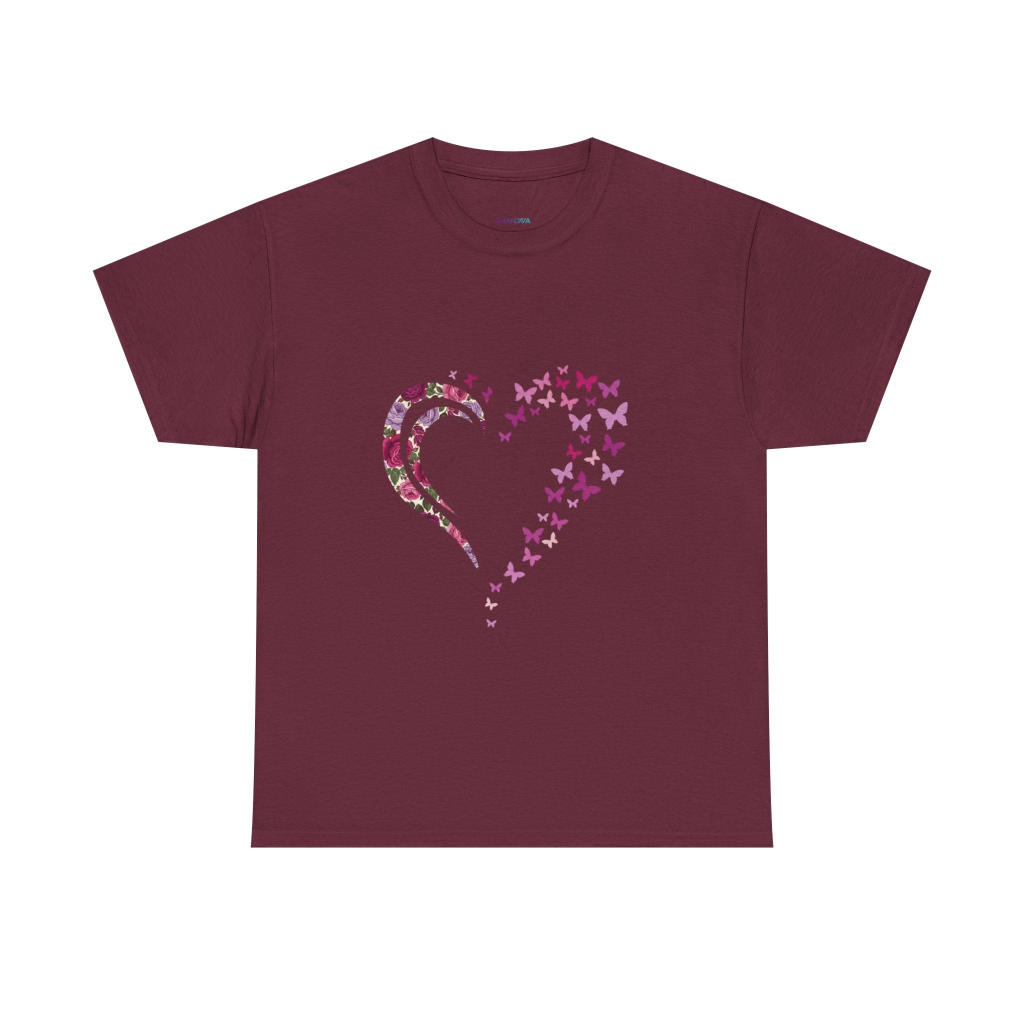 Butterfly Heart Tee — Women's Floral Heart Graphic T-Shirt