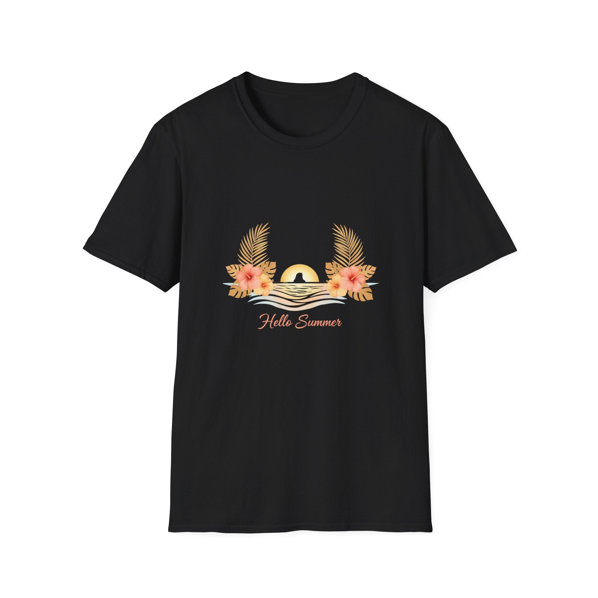 'Hello Summer' Floral Sunset T-Shirt — Beach Graphic Tee