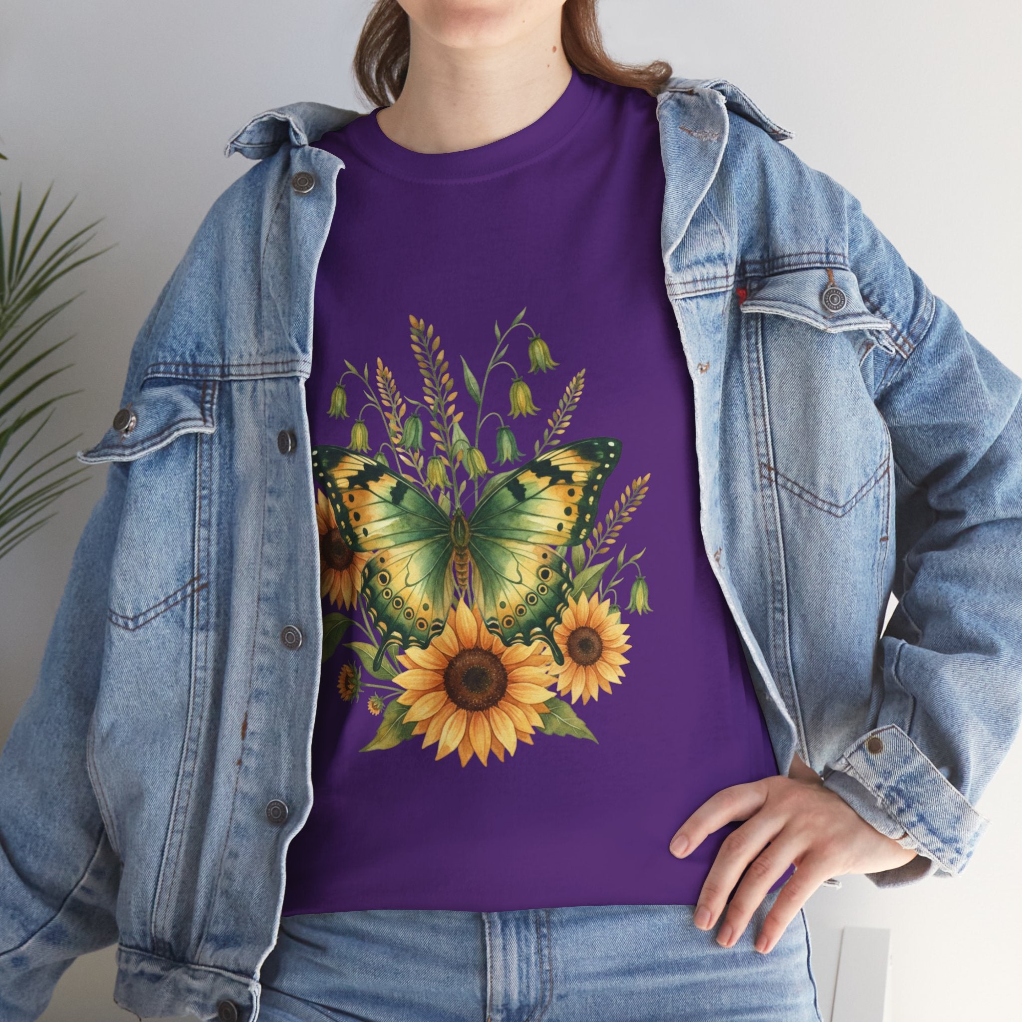 Butterfly & Sunflower Tee — Women's Nature Floral Graphic T-Shirt